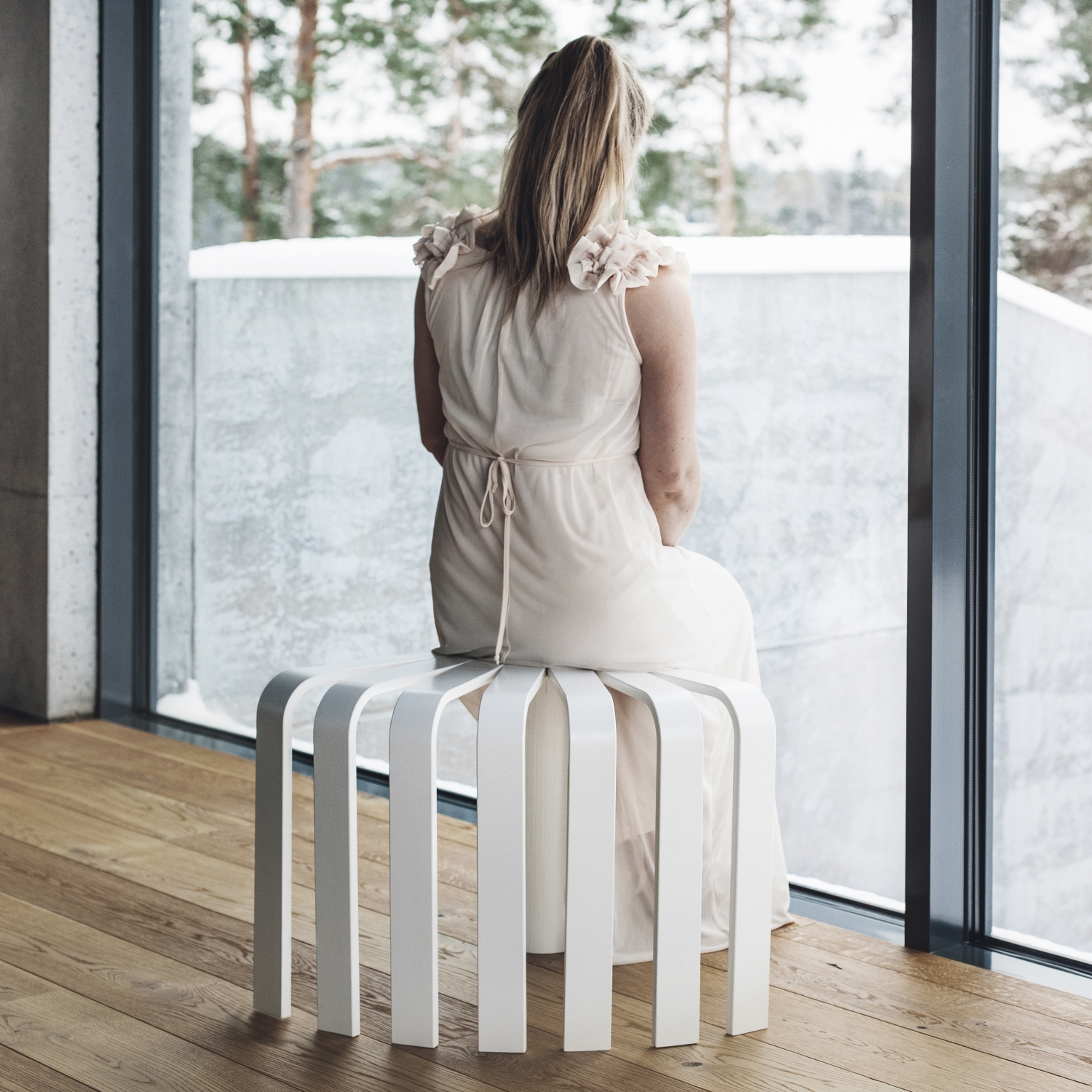 BEdesign Designhocker FAN weiß multifunktionaler Hocker & Beistelltisch