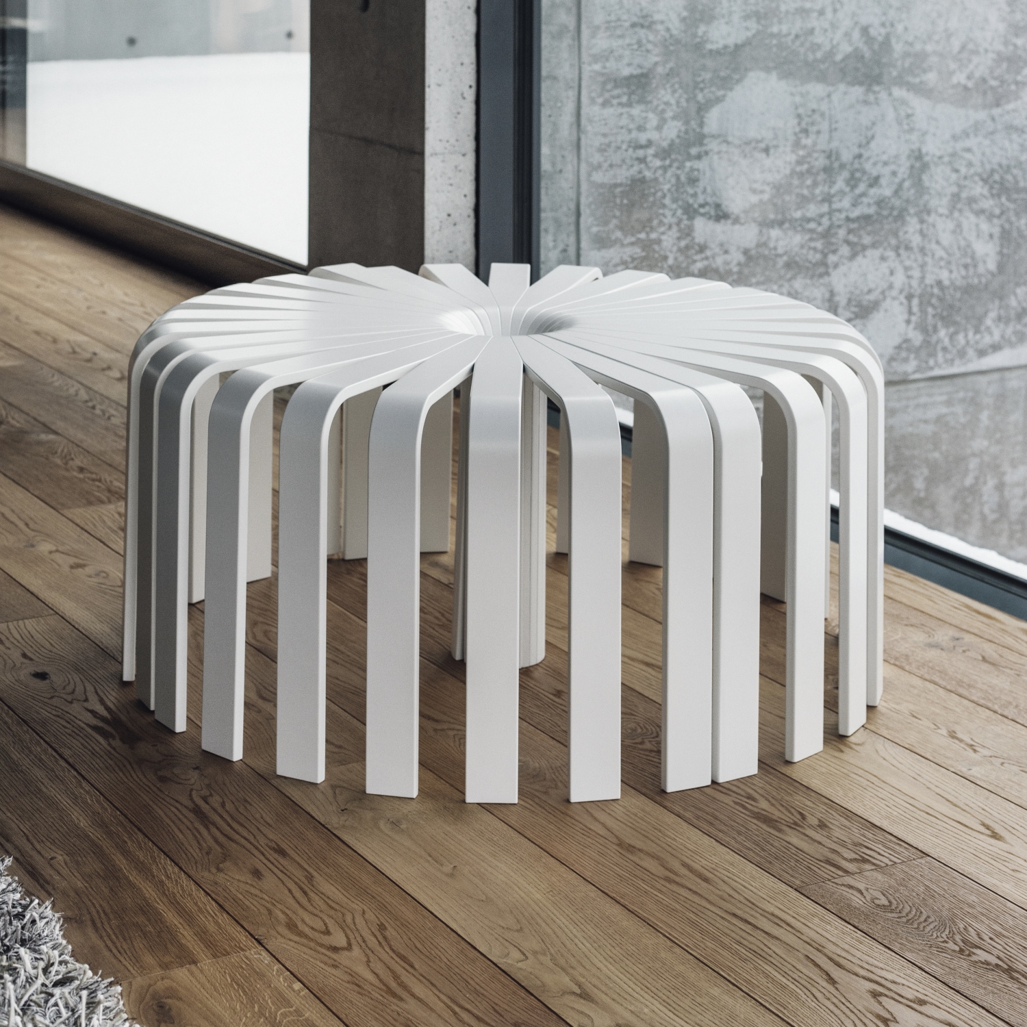 BEdesign Designhocker FAN weiß multifunktionaler Hocker & Beistelltisch