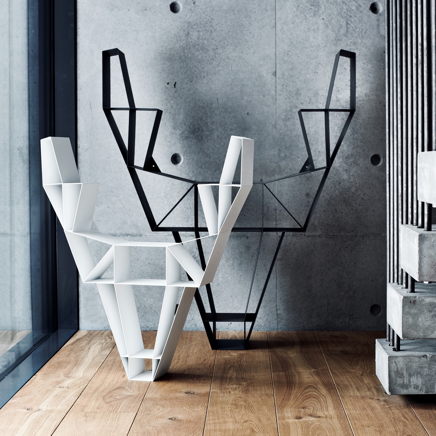 BEdesign Wandregal DEER klein schwarz Designregal aus Metall