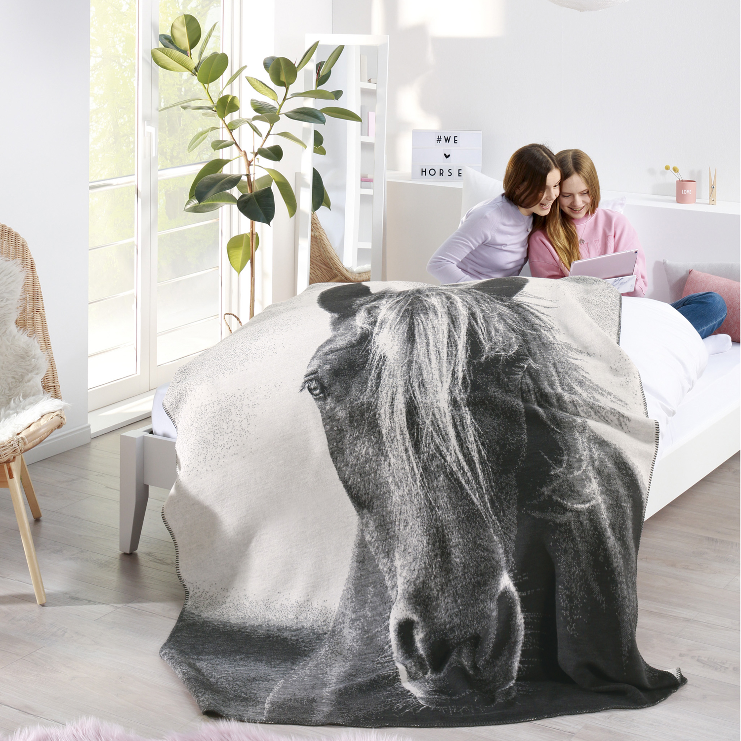 Biederlack Decke Animal Love Silver 150x200cm hochwertige Kuscheldecke für Kinder und Jugendliche