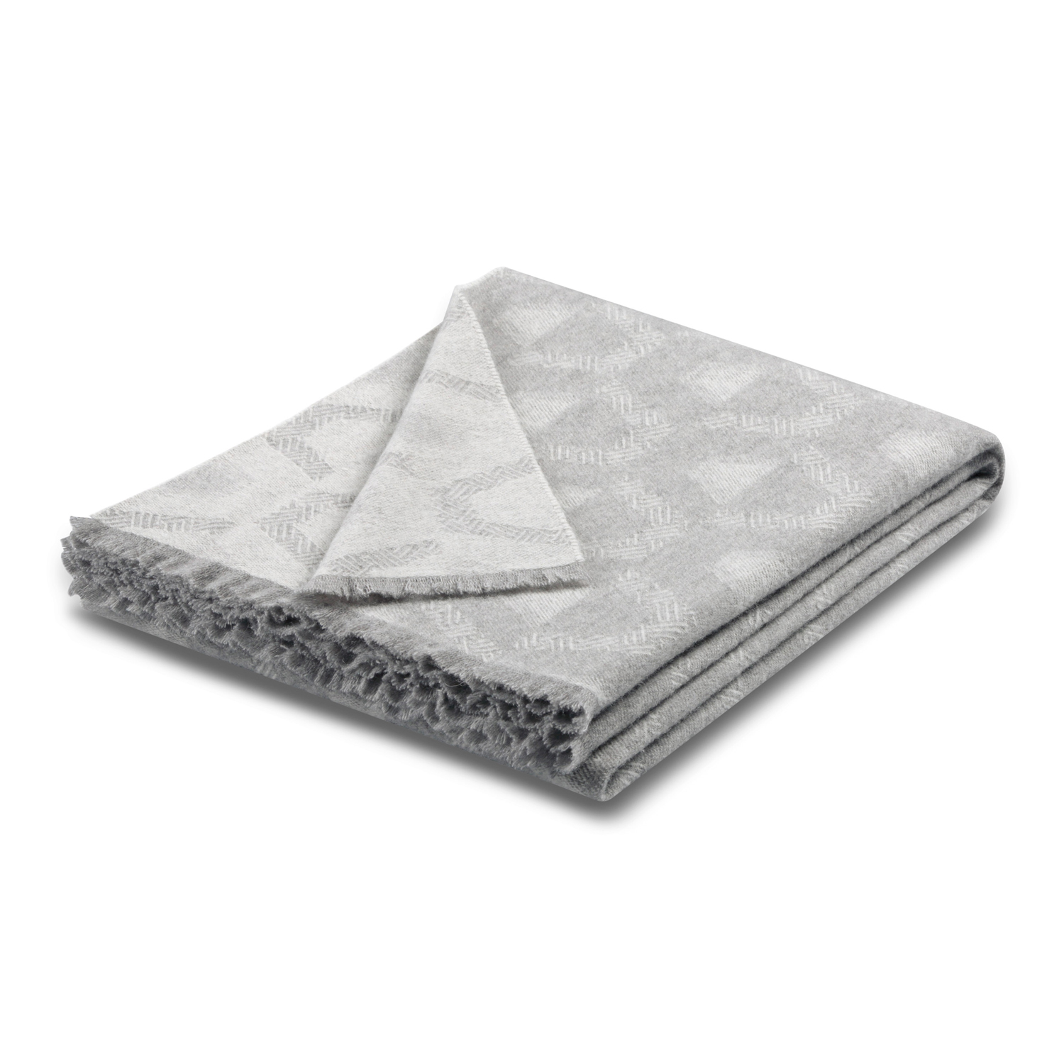 Biederlack Plaid Shadow Grey 130x170cm hochwertige Kuscheldecke mit Fransen