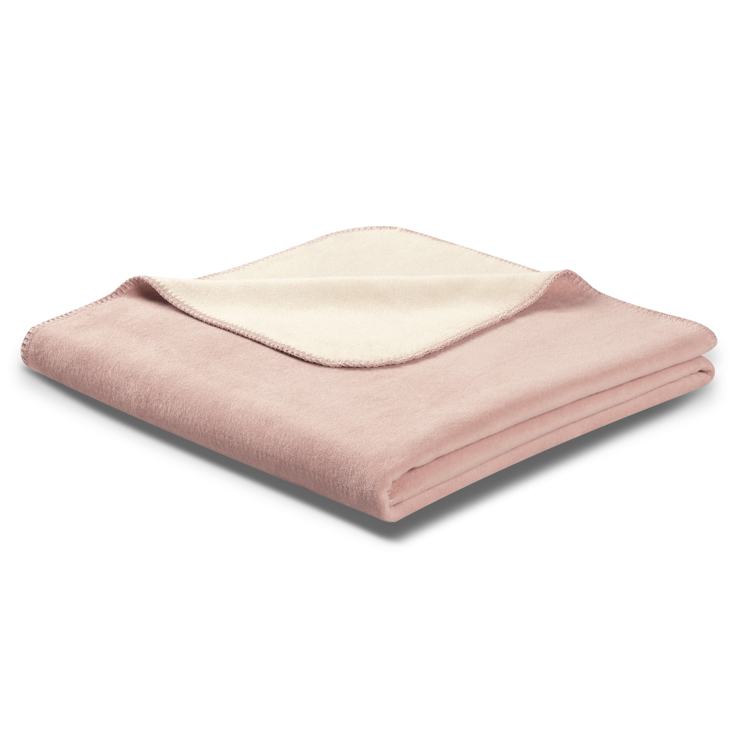 Biederlack Wohndecke DUO COTTON 150x200cm rosa Kuscheldecke mit modernem Zierstich