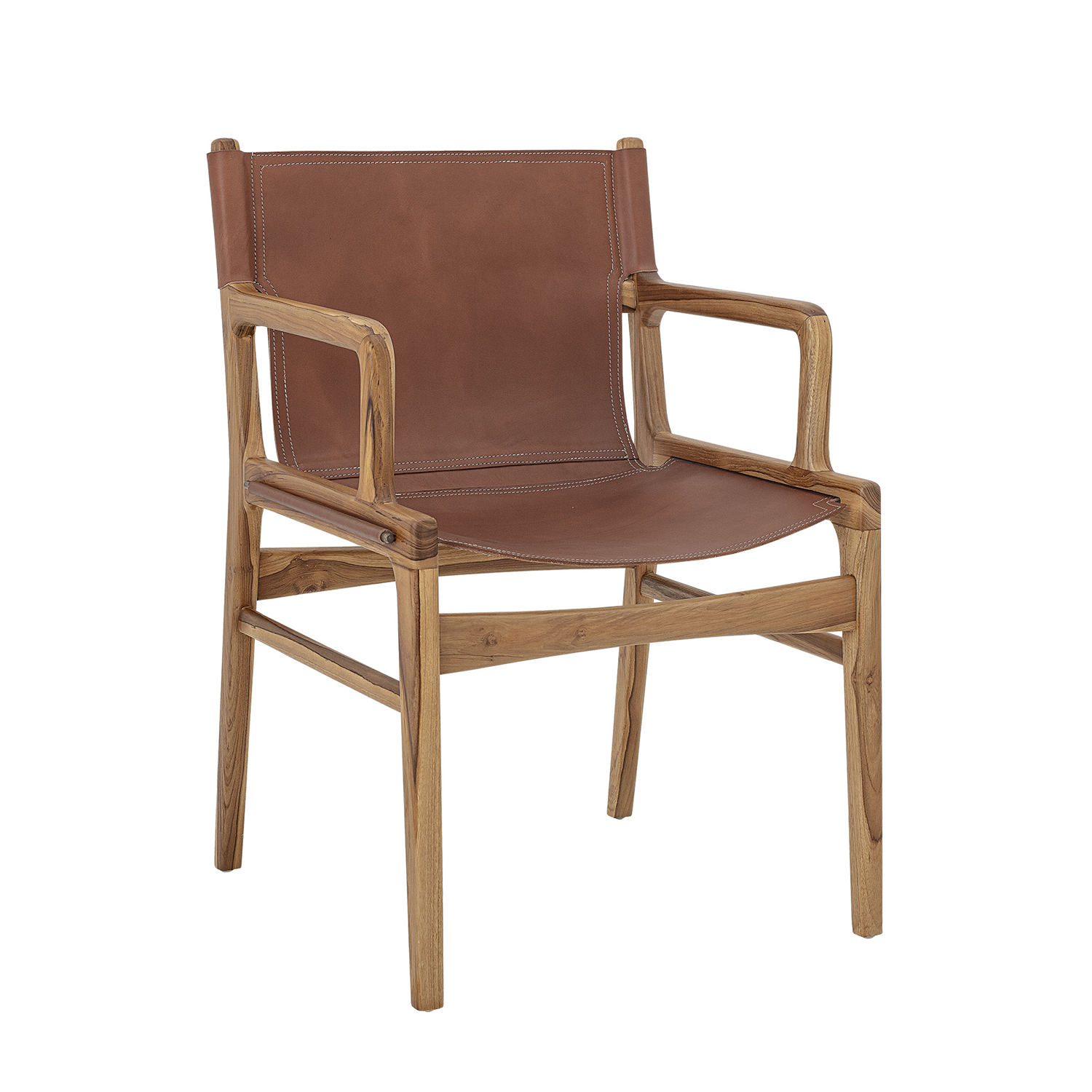 Bloomingville Loungesessel Ollie braun Sessel Teakholz und Rindsleder