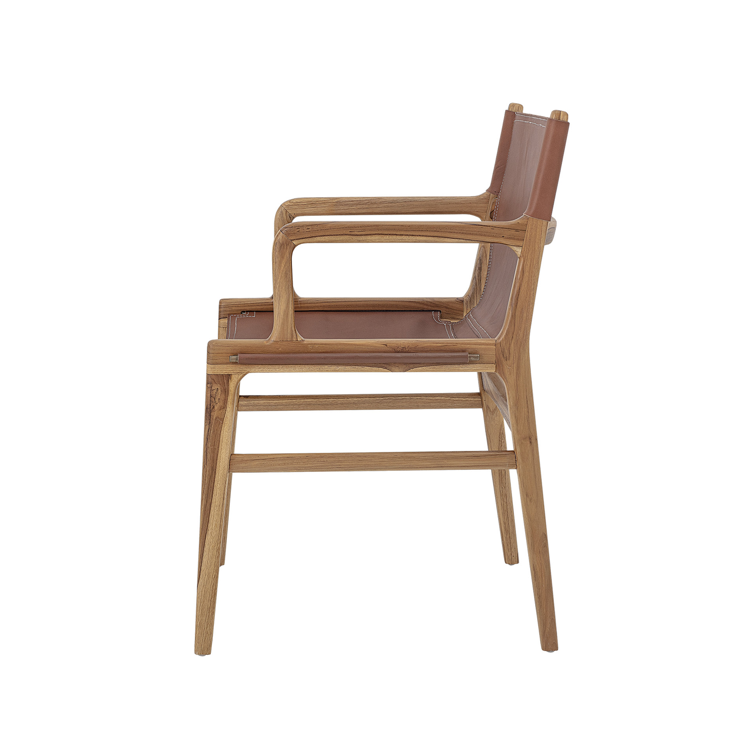 Bloomingville Loungesessel Ollie braun Sessel Teakholz und Rindsleder