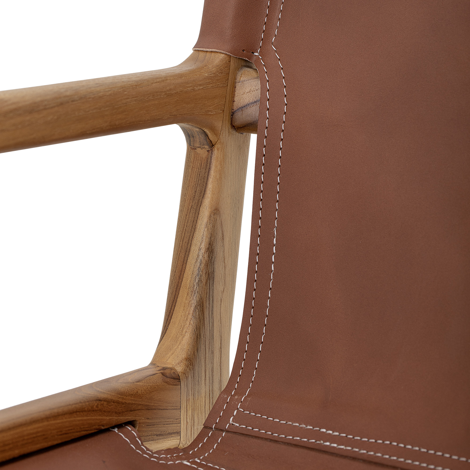 Bloomingville Loungesessel Ollie braun Sessel Teakholz und Rindsleder