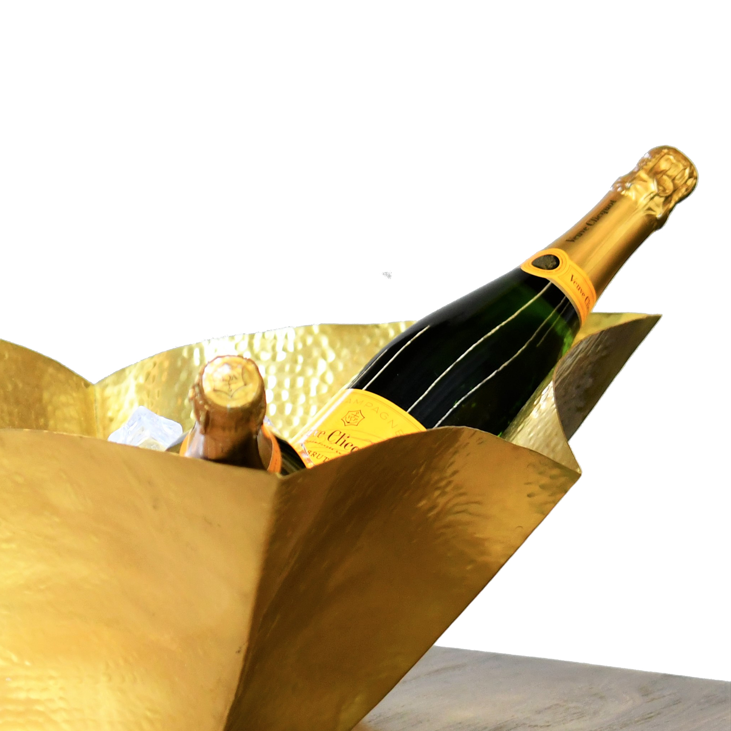 Blue Chilli Design Champagnerkühler SPADE gehämmert gold Kühler für mehrere Flaschen 54cm Handarbeit