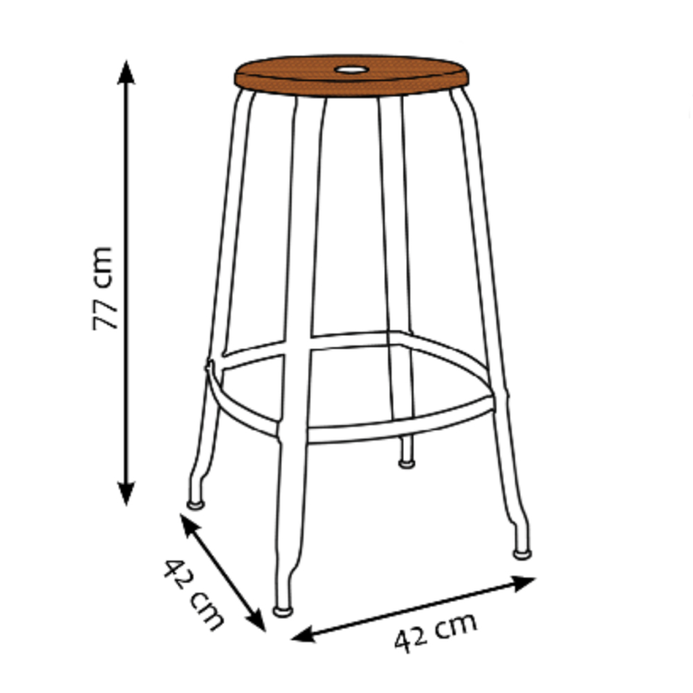 CHAISES Nicolle Barhocker caramel anthrazit Sitzhöhe 77cm Holz caramel und Metall Matte Dark Steel