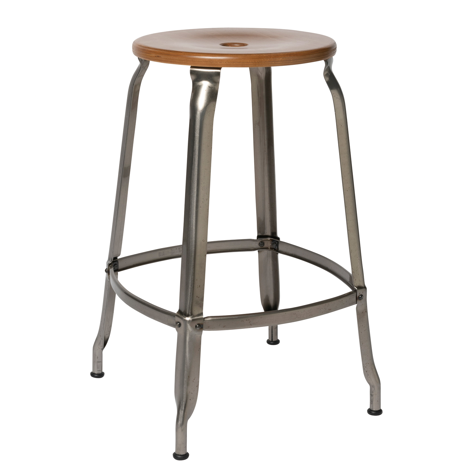 CHAISES Nicolle Barhocker caramel stahlgrau Sitzhöhe 62cm Holz caramel und Metall Glossy Varnish Raw