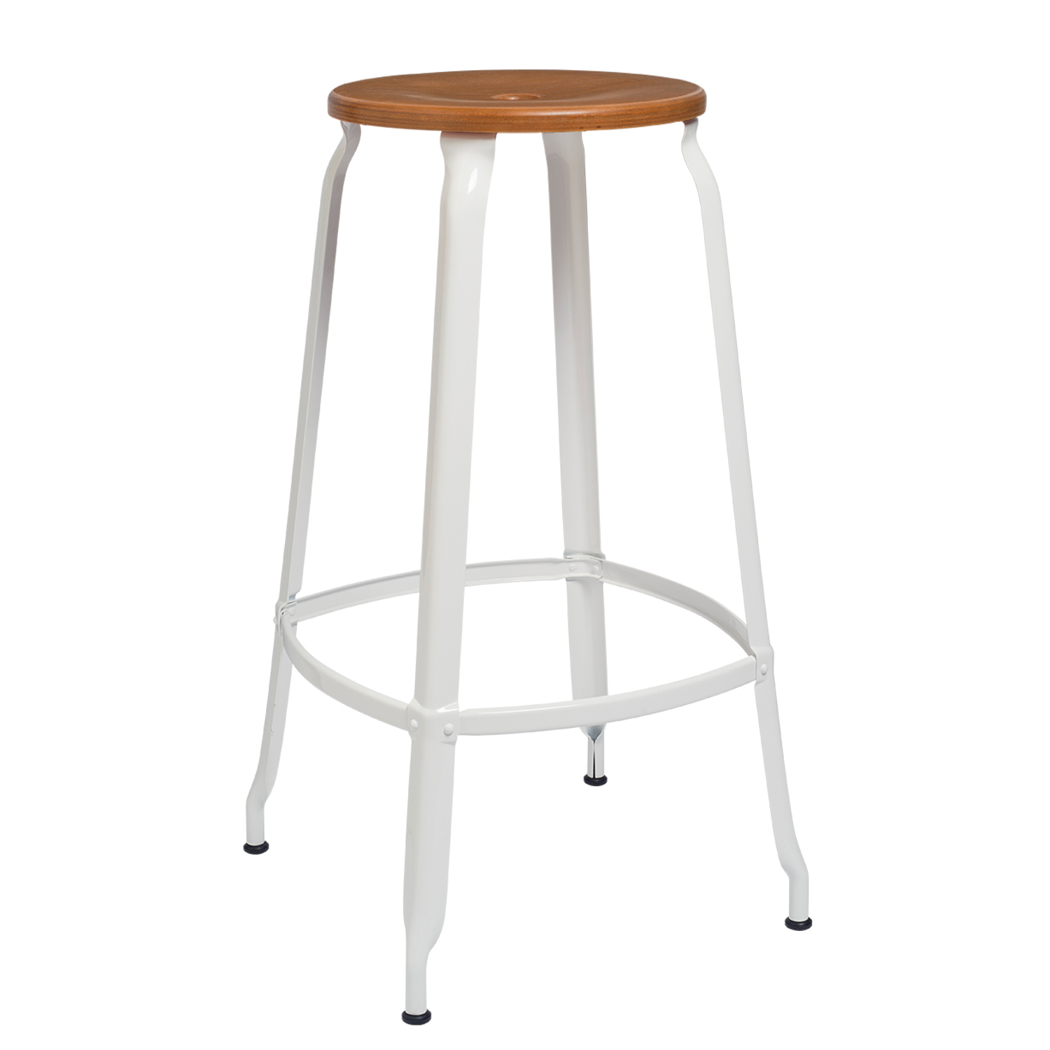 CHAISES Nicolle Barhocker caramel verkehrsweiss Sitzhöhe 77cm Holz caramel und Metall White weiss