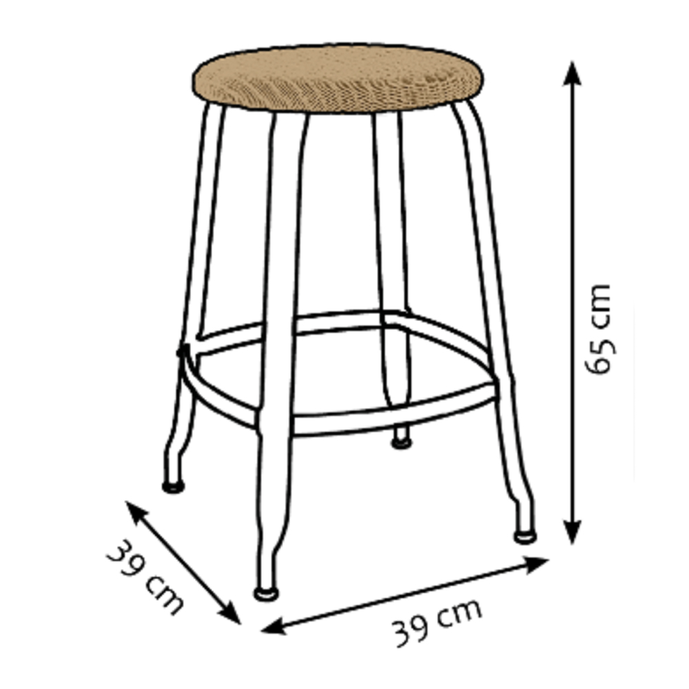 CHAISES Nicolle Barhocker natural anthrazit Sitzhöhe 62cm Holz natural und Metall Matte Dark Steel