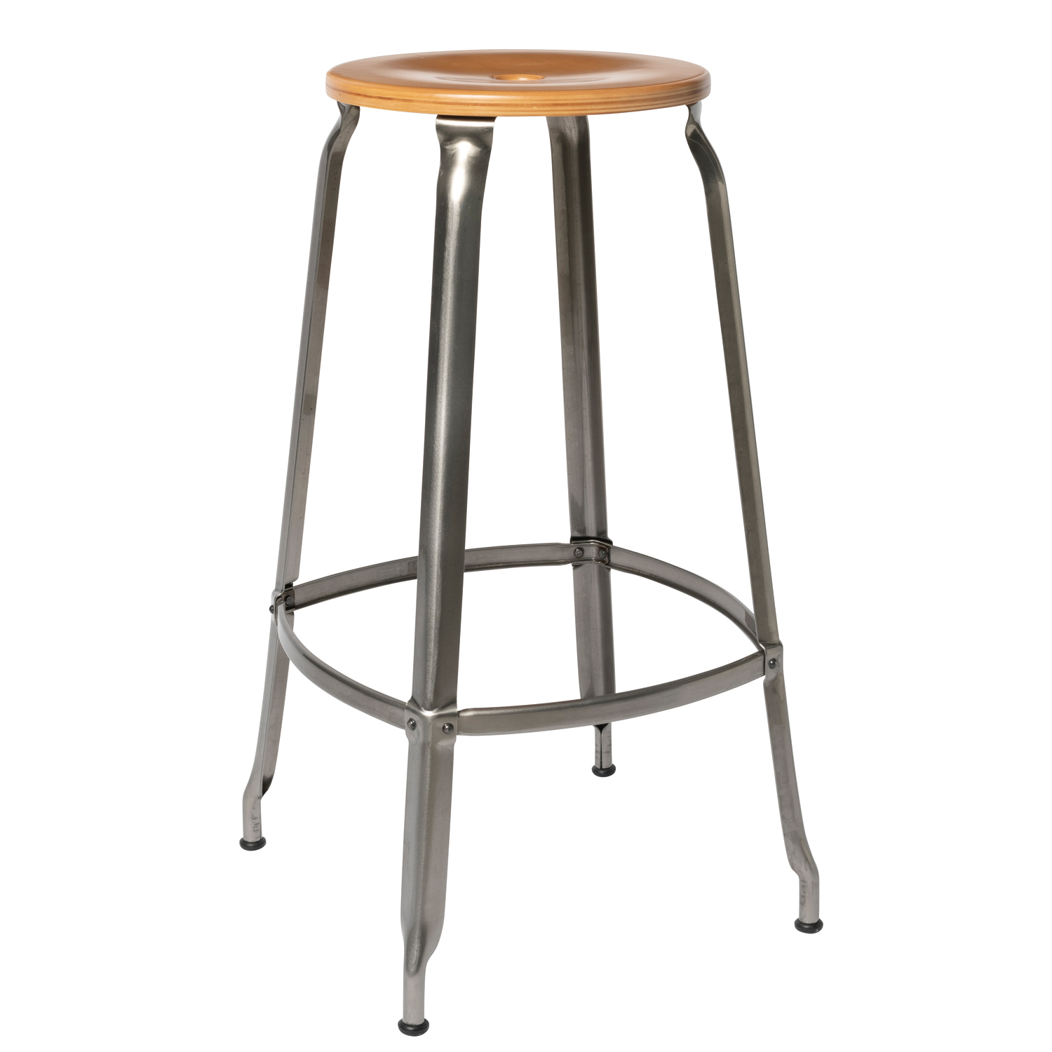 CHAISES Nicolle Barhocker natural stahlgrau Sitzhöhe 77cm Holz natural und Metall Glossy Varnish Raw
