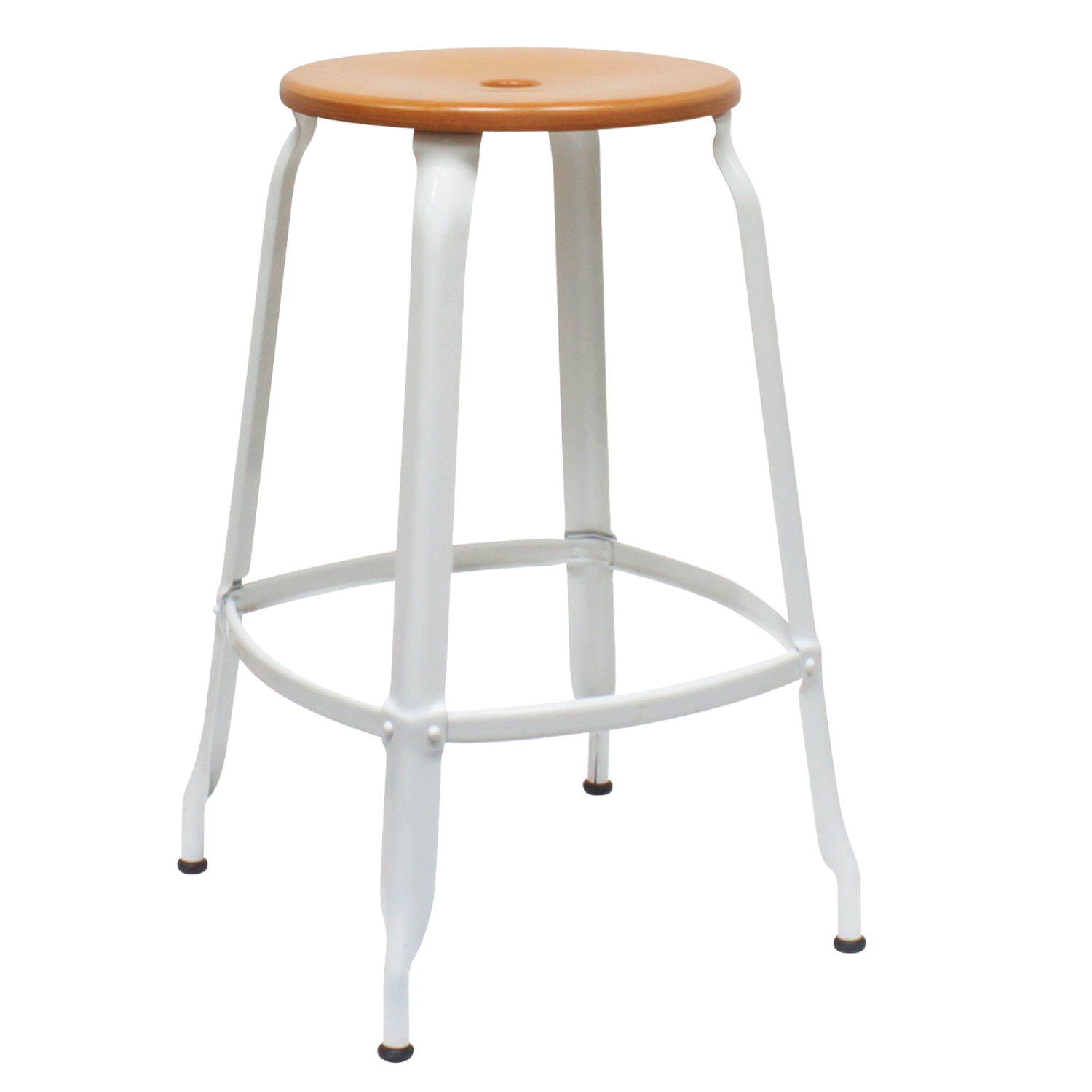 CHAISES Nicolle Barhocker natural verkehrsweiss Sitzhöhe 62cm Holz natural und Metall White weiss