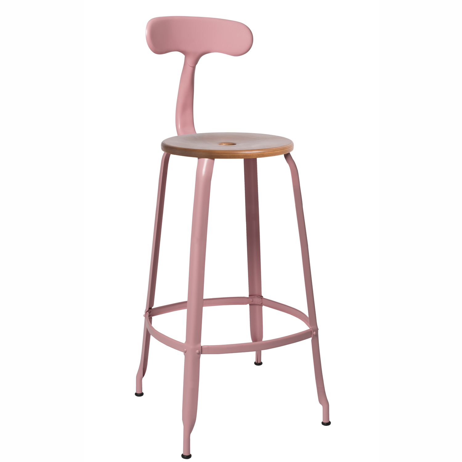 CHAISES Nicolle Barstuhl caramel hellrosa Sitzhöhe 77cm Holz caramel und Metall Matte Light Pink