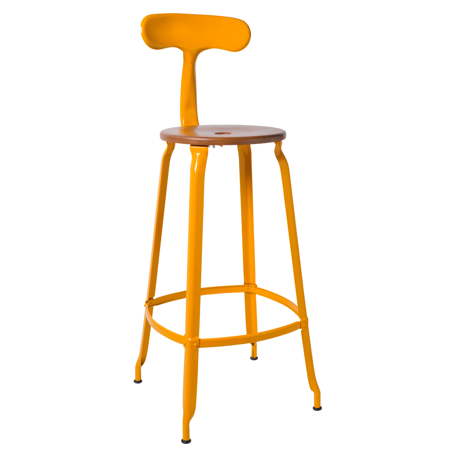 CHAISES Nicolle Barstuhl caramel narzissengelb Sitzhöhe 77cm Holz caramel und Metall Glossy Daffodil Yellow