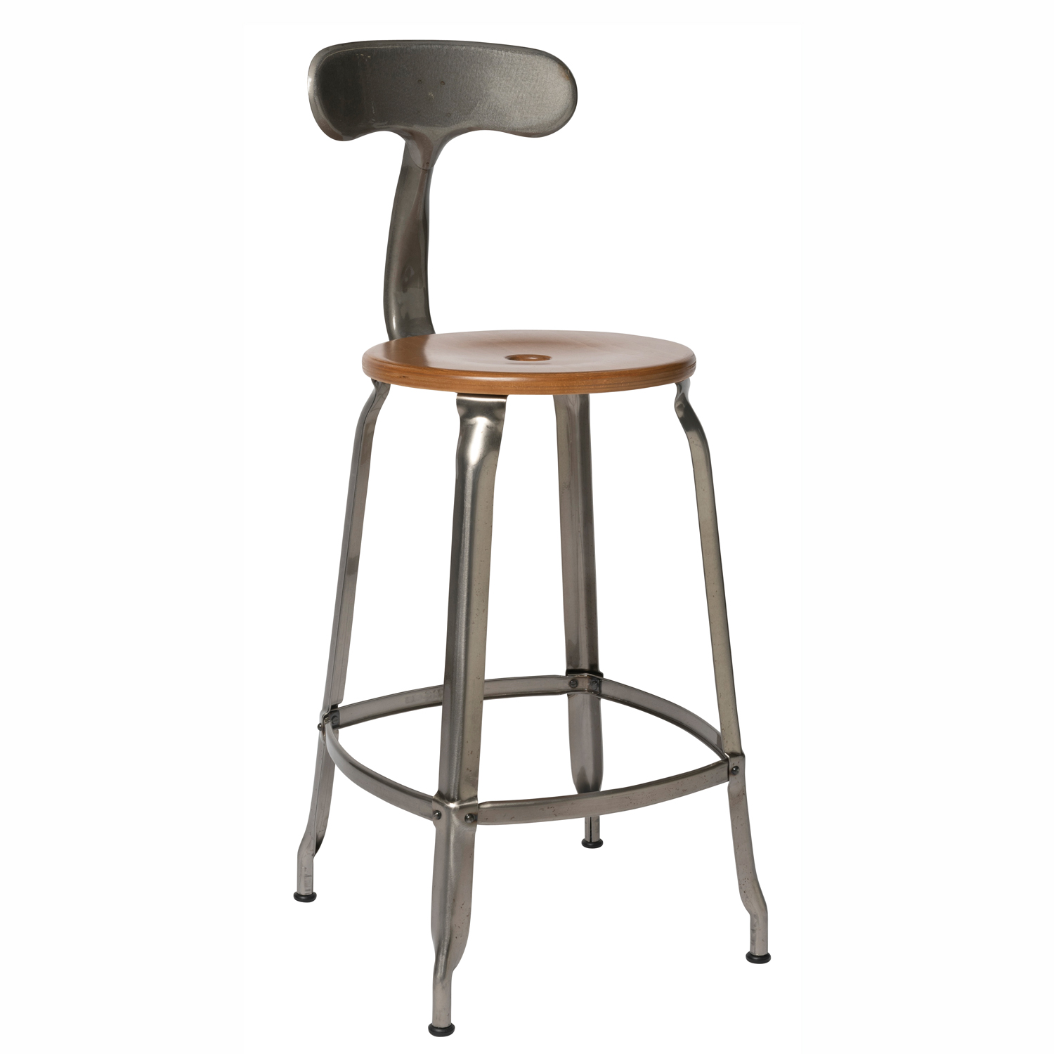 CHAISES Nicolle Barstuhl caramel stahlgrau Sitzhöhe 62cm Holz caramel und Metall Glossy Varnish Raw