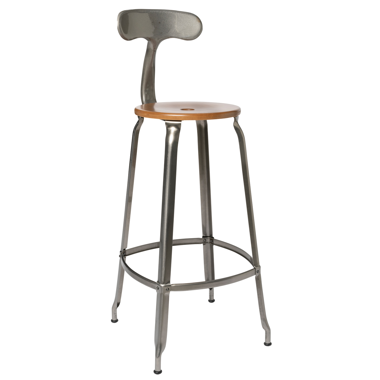 CHAISES Nicolle Barstuhl caramel stahlgrau Sitzhöhe 77cm Holz caramel und Metall Glossy Varnish Raw
