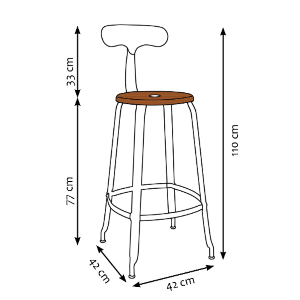 CHAISES Nicolle Barstuhl caramel tiefschwarz Sitzhöhe 77cm Holz caramel und Metall Matte Black