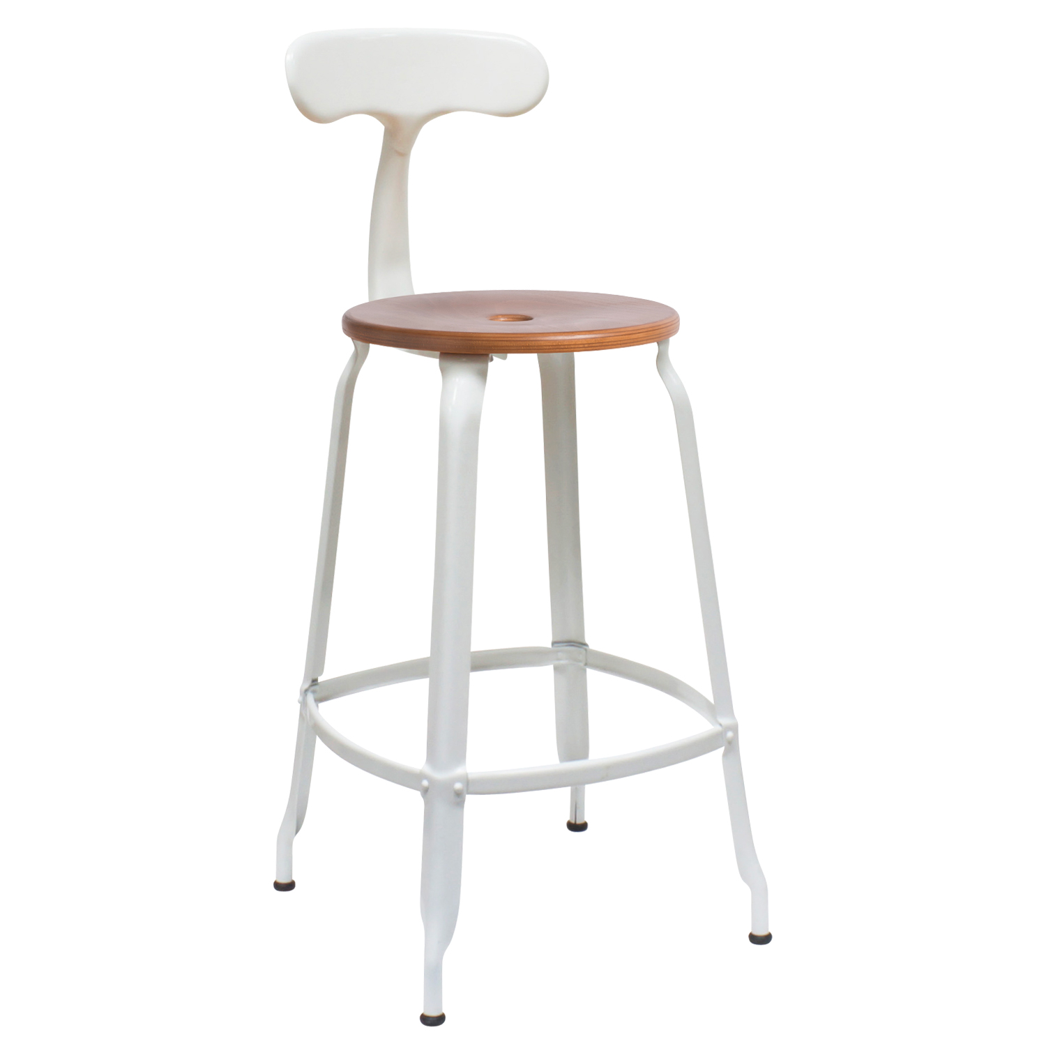 CHAISES Nicolle Barstuhl caramel verkehrsweiss Sitzhöhe 62cm Holz caramel und Metall White weiss