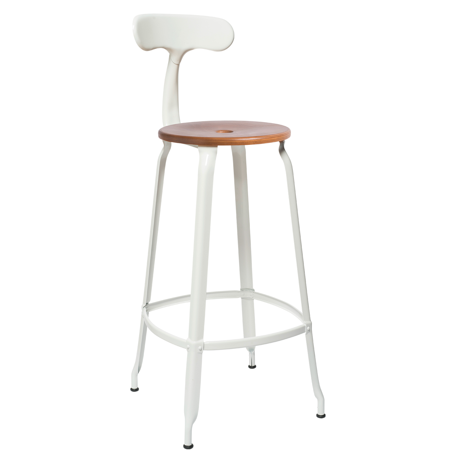 CHAISES Nicolle Barstuhl caramel verkehrsweiss Sitzhöhe 77cm Holz caramel und Metall White weiss