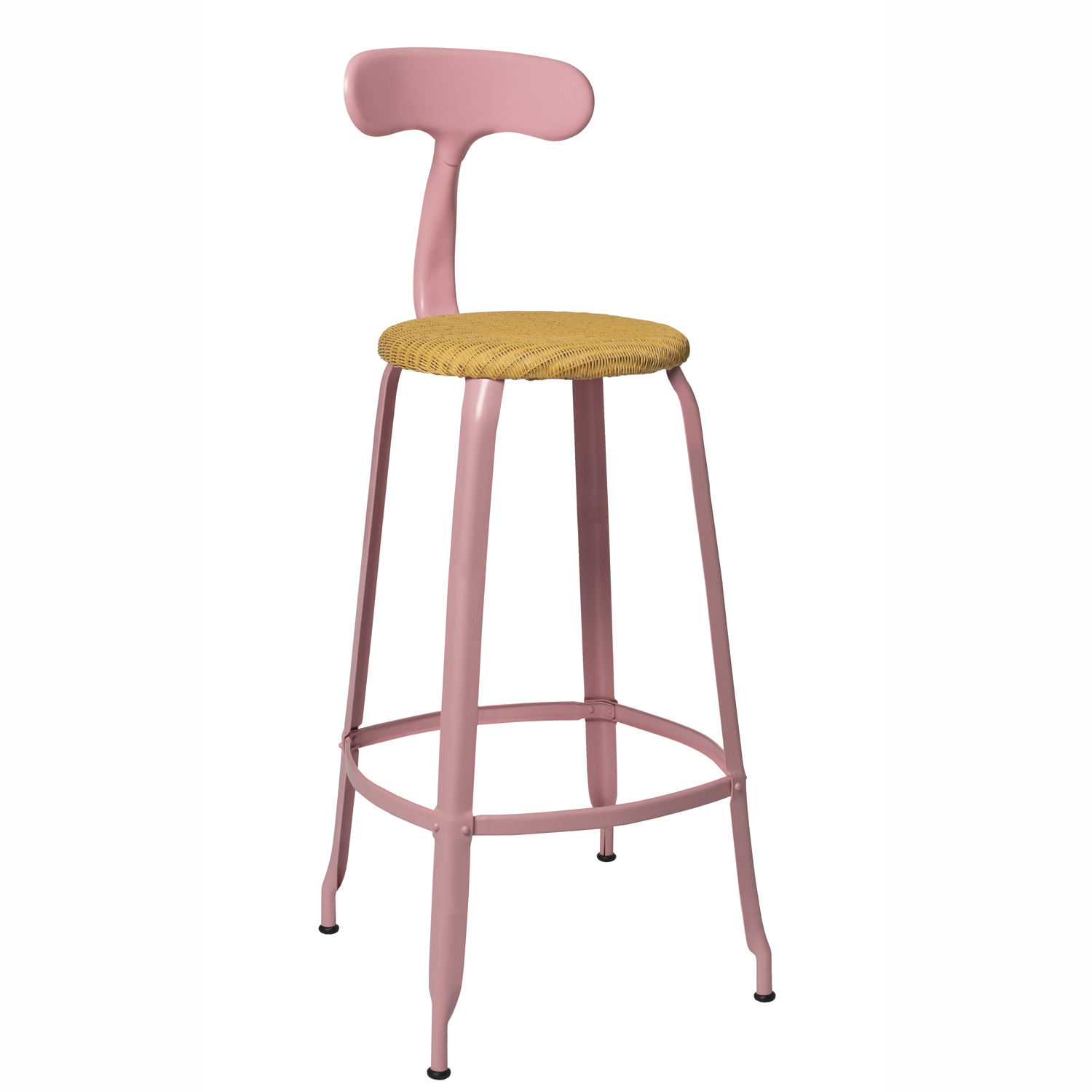 CHAISES Nicolle Barstuhl natural Loom hellrosa Sitzhöhe 78cm Loom natural und Metall Matte Light Pink