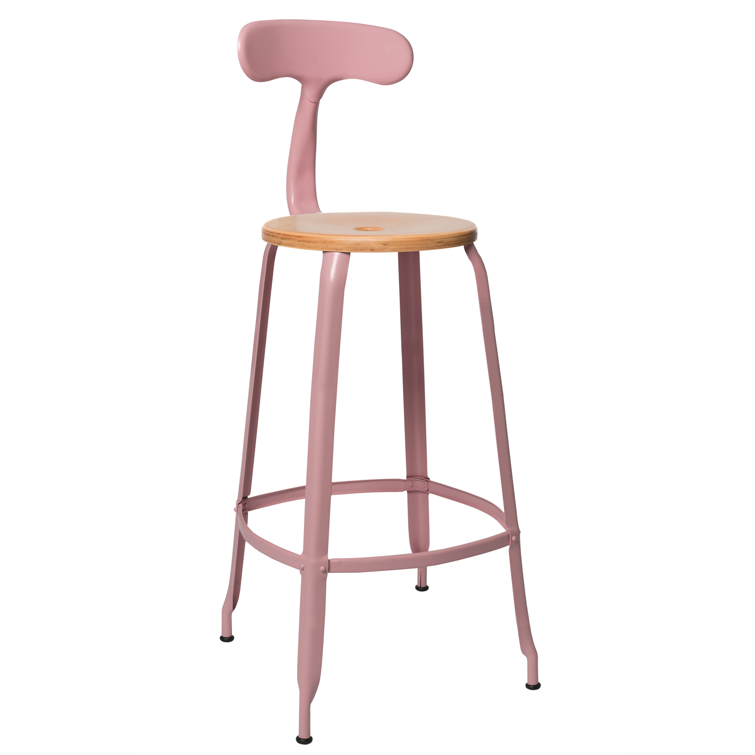CHAISES Nicolle Barstuhl natural hellrosa Sitzhöhe 77cm Holz natural und Metall Matte Light Pink