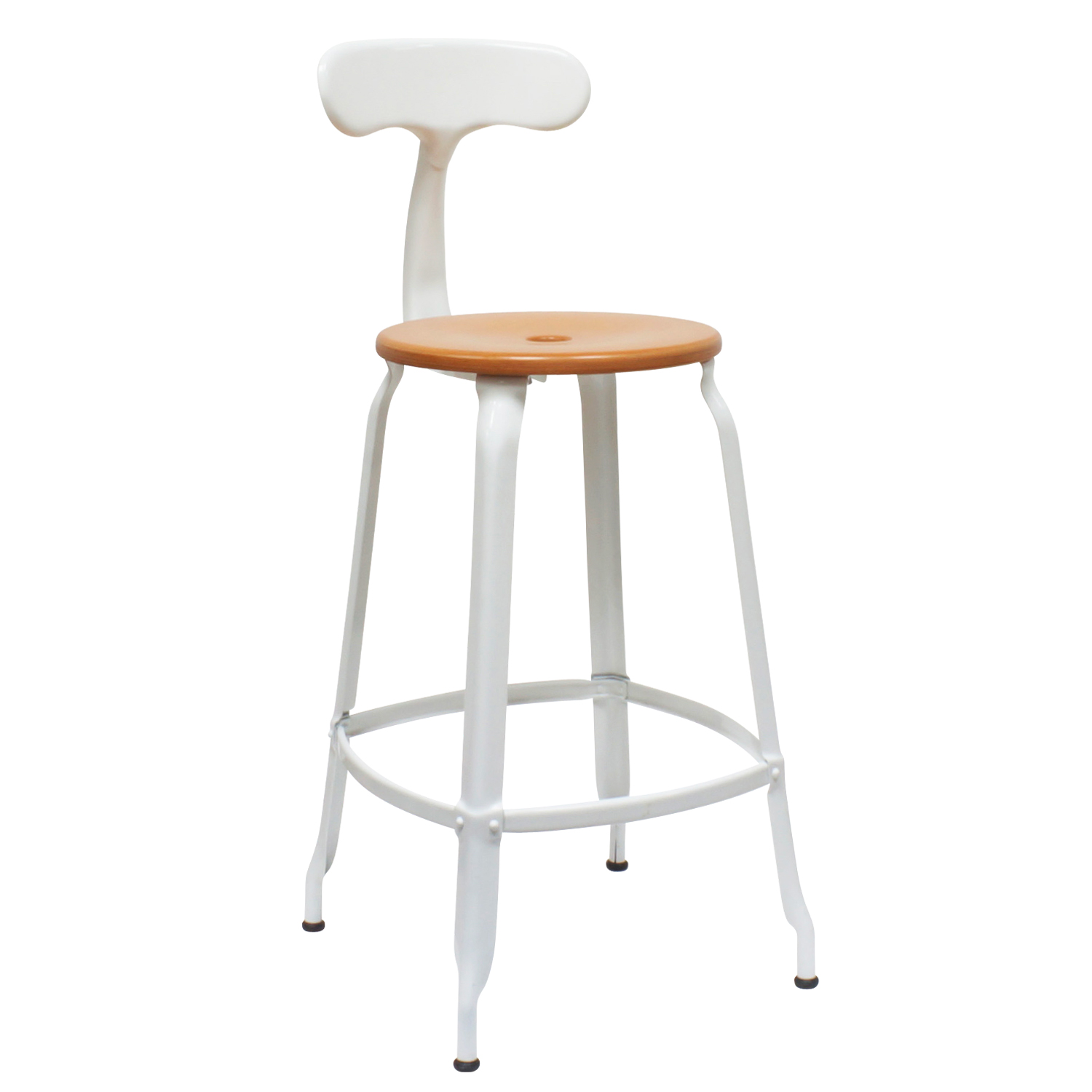 CHAISES Nicolle Barstuhl natural verkehrsweiss Sitzhöhe 62cm Holz natural und Metall White weiss