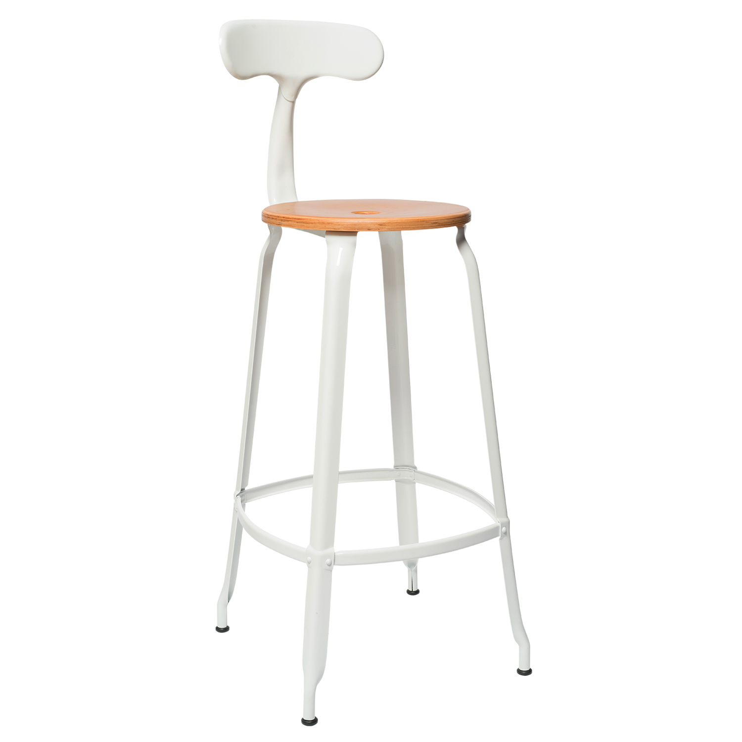 CHAISES Nicolle Barstuhl natural verkehrsweiss Sitzhöhe 77cm Holz natural und Metall White weiss