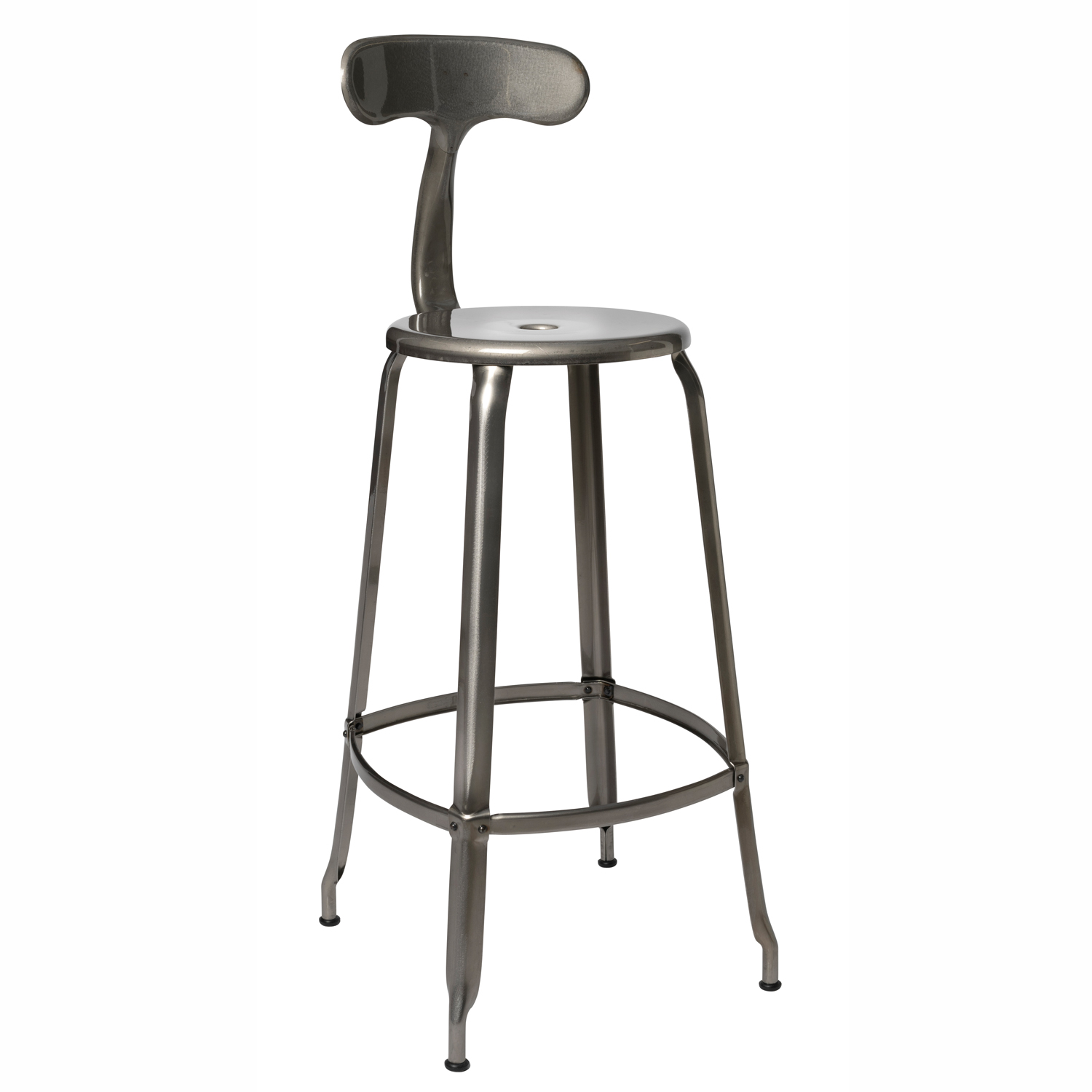 CHAISES Nicolle Barstuhl stahlgrau Sitzhöhe 75cm Metall Glossy Varnish Raw