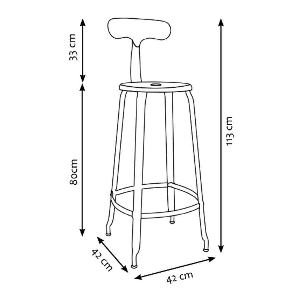 CHAISES Nicolle Barstuhl verkehrsweiss Sitzhöhe 80cm Metall White weiss