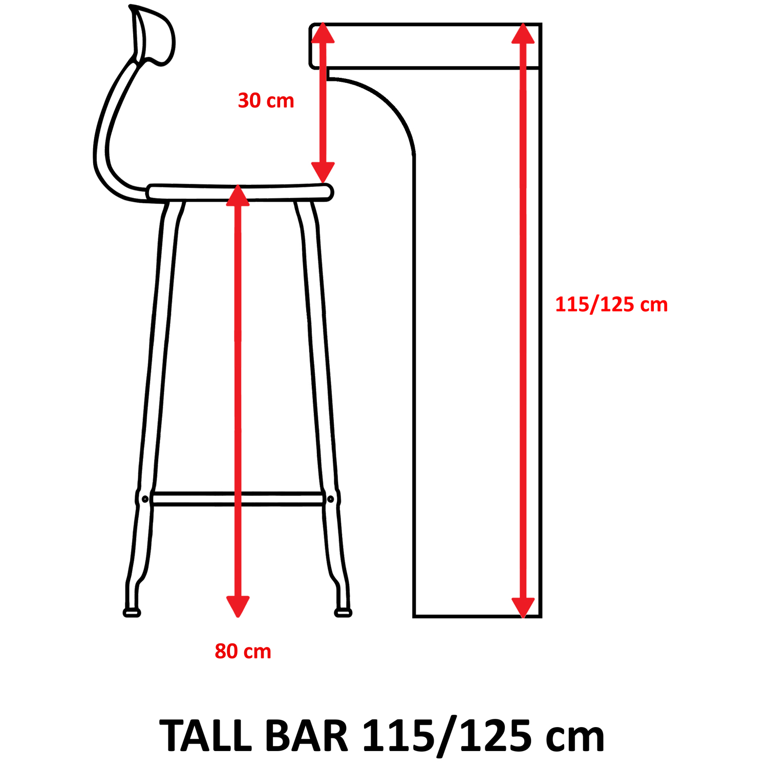 CHAISES Nicolle Barstuhl verkehrsweiss Sitzhöhe 80cm Metall White weiss