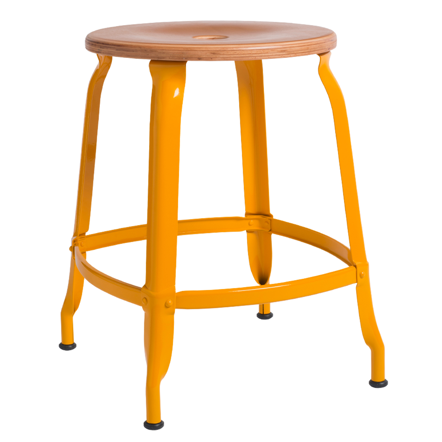 CHAISES Nicolle Hocker natural narzissengelb Sitzhöhe 47cm Holz natural und Metall Glossy Daffodil Yellow