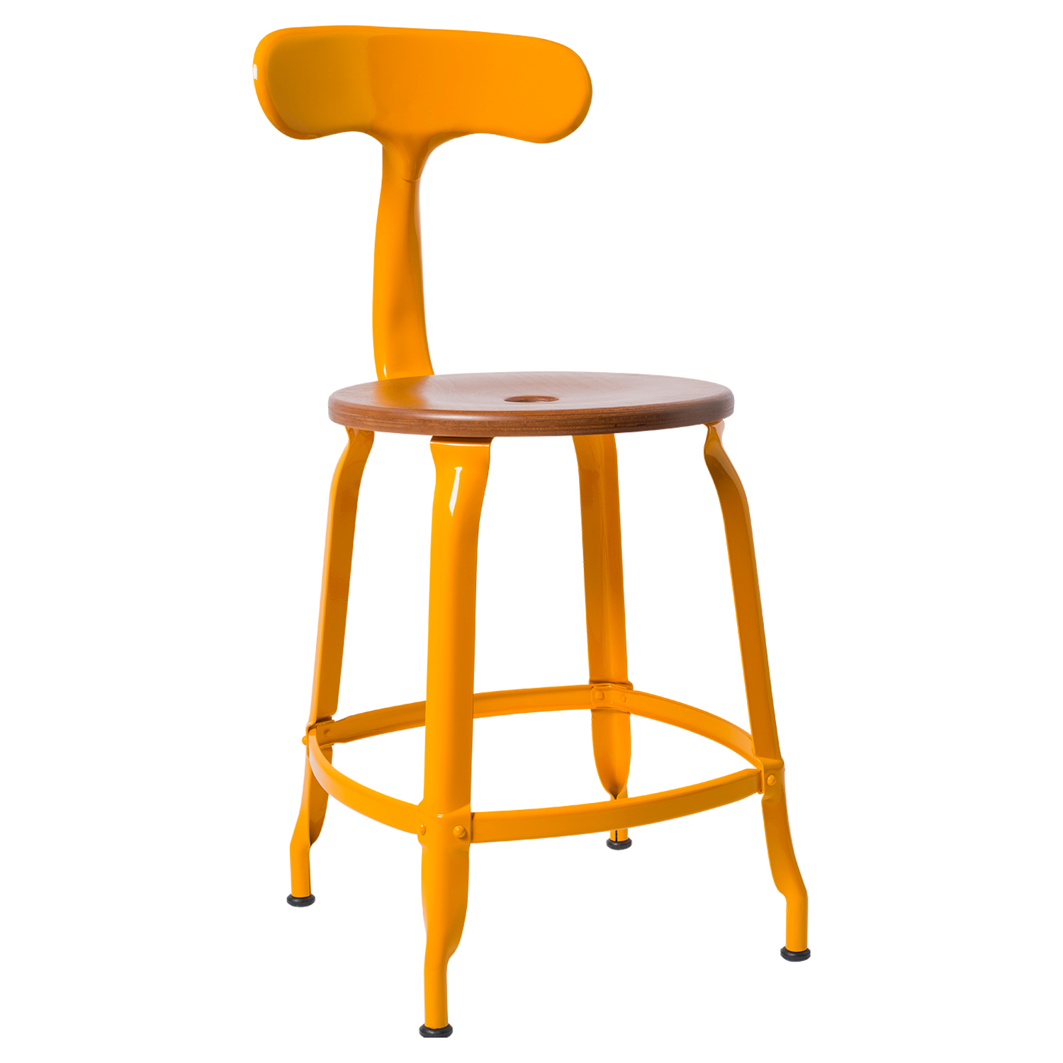 CHAISES Nicolle Stuhl caramel narzissengelb Sitzhöhe 47cm Holz caramel und Metall Glossy Daffodil Yellow