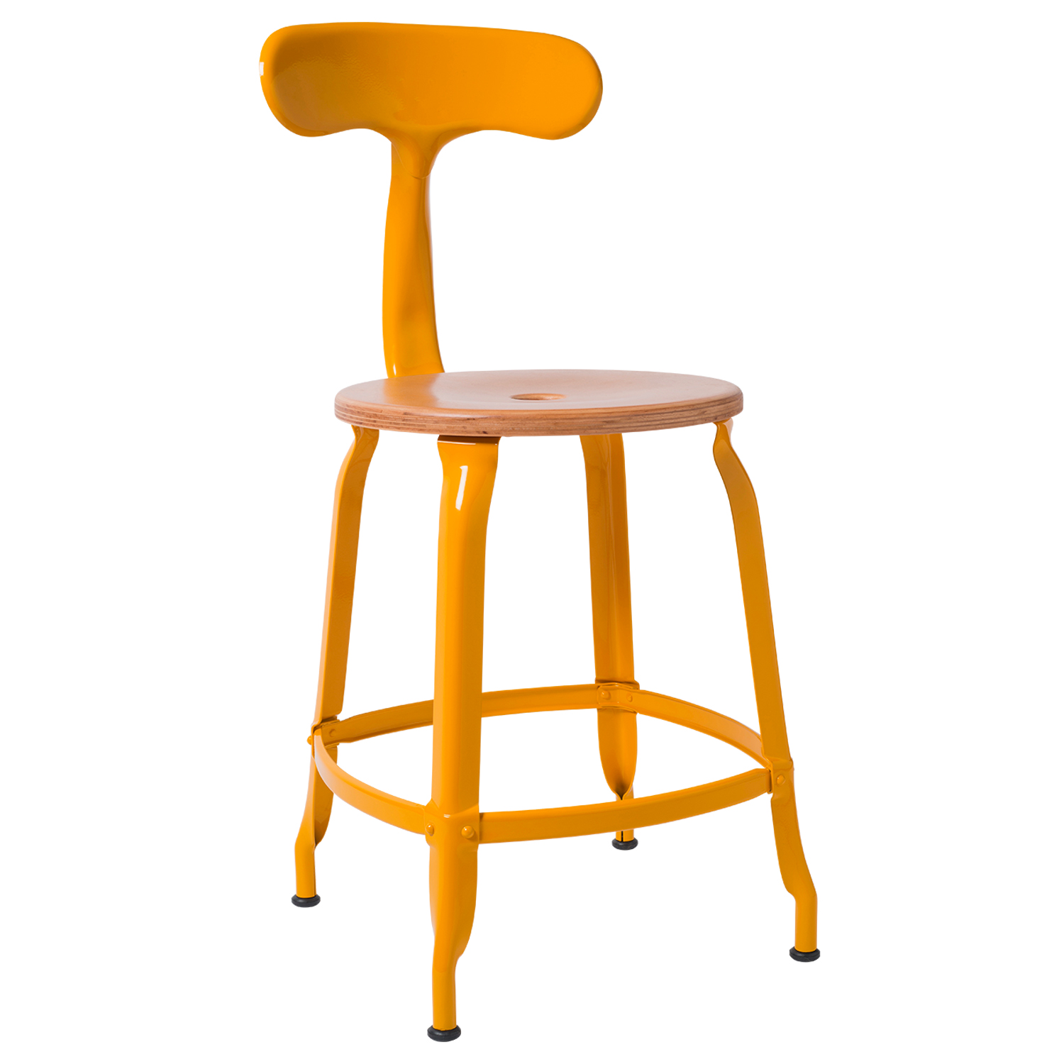 CHAISES Nicolle Stuhl natural narzissengelb Sitzhöhe 47cm Holz natural und Metall Glossy Daffodil Yellow