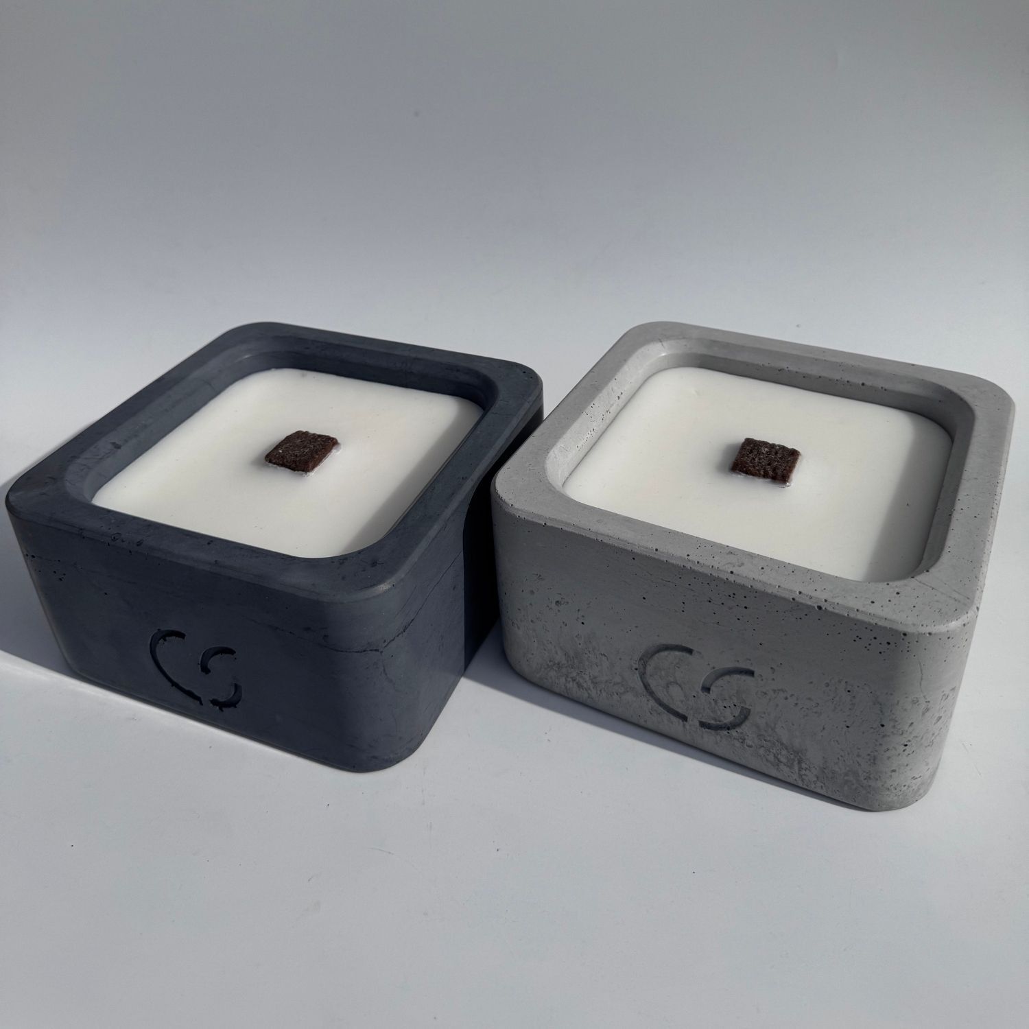 CS-Beton Tischfeuer FLAT betongrau 16 cm eckig In- und Outdoor-Deko mit Betonabdeckung