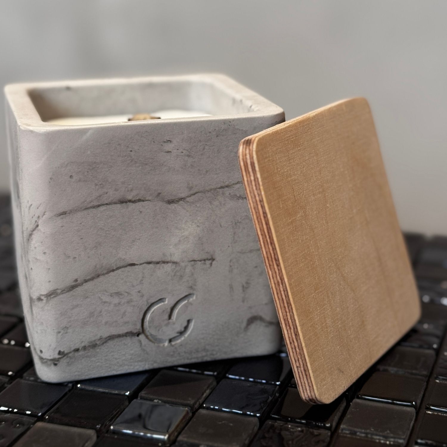 CS-Beton Tischfeuer SMART betongrau 10 cm eckig Deko für den In- und Outdoorbereich