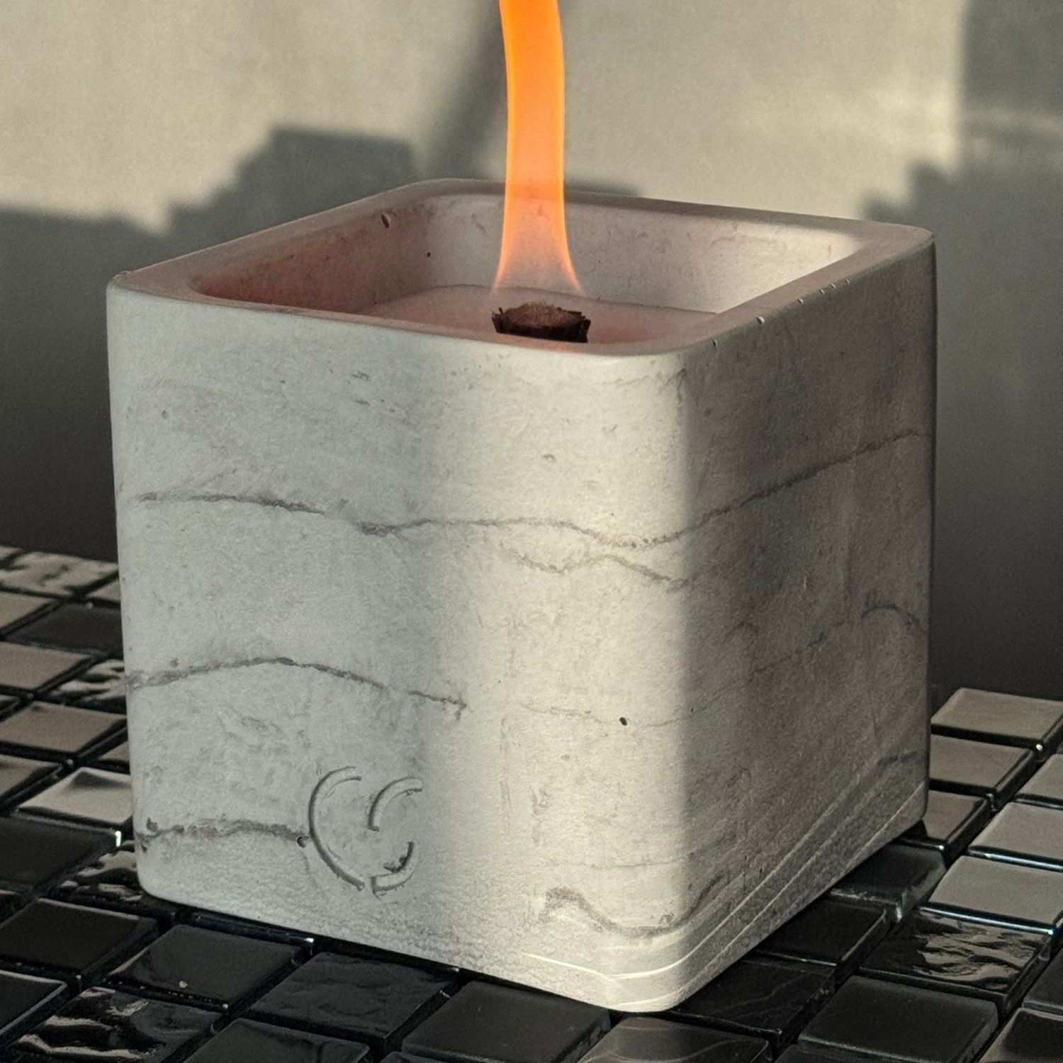 CS-Beton Tischfeuer SMART betongrau 10 cm eckig Deko für den In- und Outdoorbereich