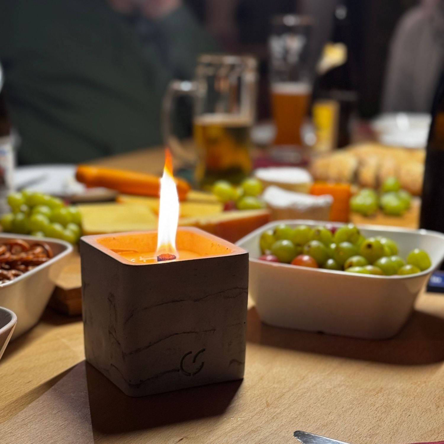 CS-Beton Tischfeuer SMART dunkelgrau 10 cm eckig Deko für den In- und Outdoorbereich