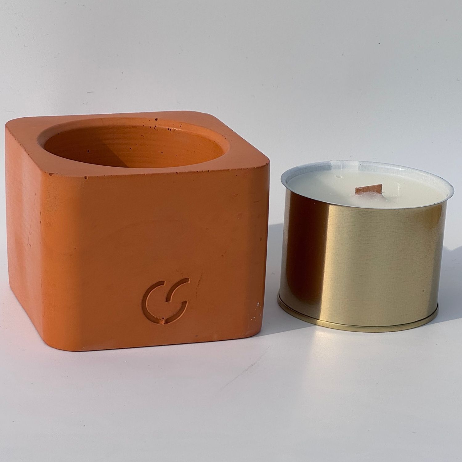 CS-Beton Tischfeuer VARIO ODORE 2er Set aprikot Betondeko mit austauschbarer Wachsdose