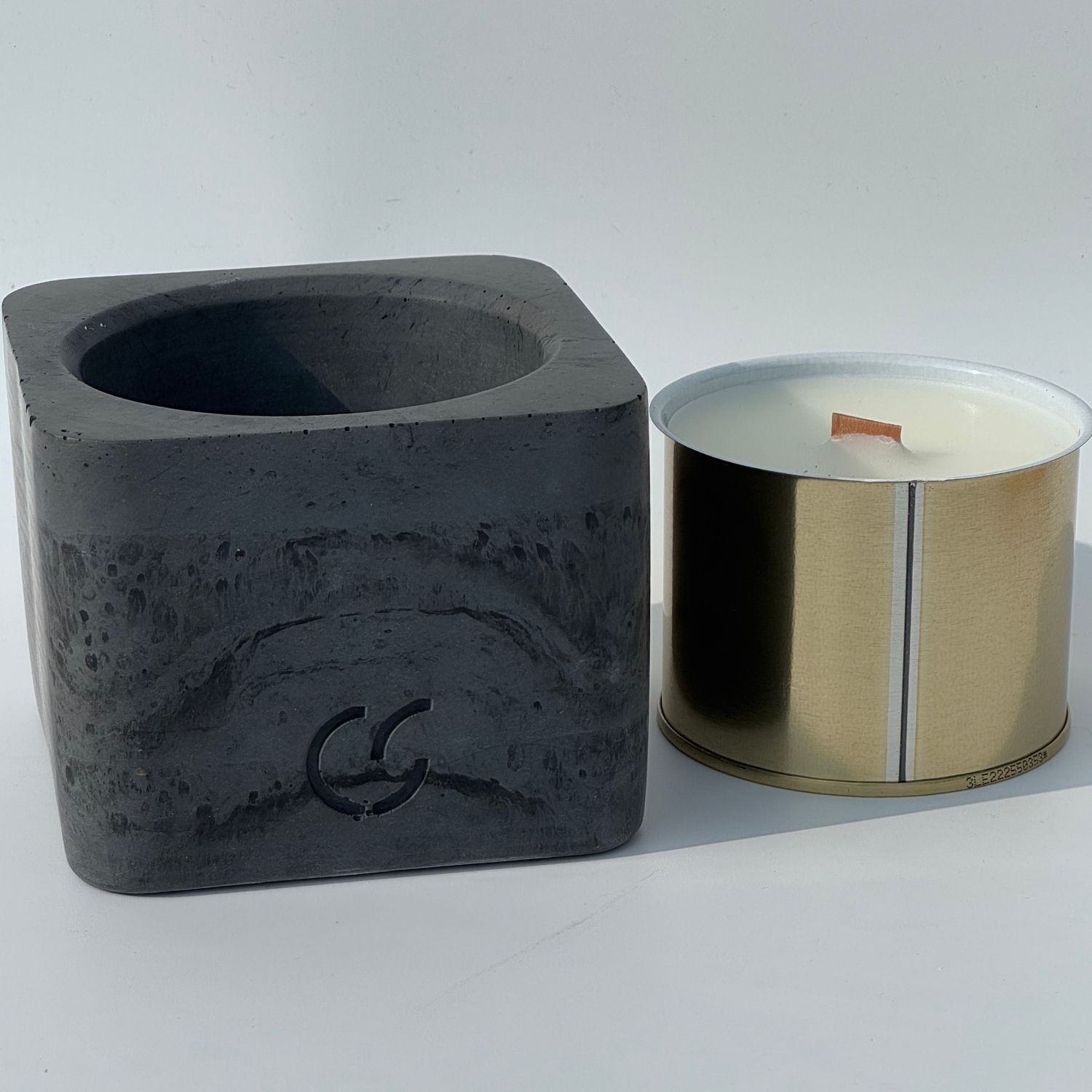 CS-Beton Tischfeuer VARIO ODORE 2er Set dunkelgrau Betondeko mit austauschbarer Wachsdose