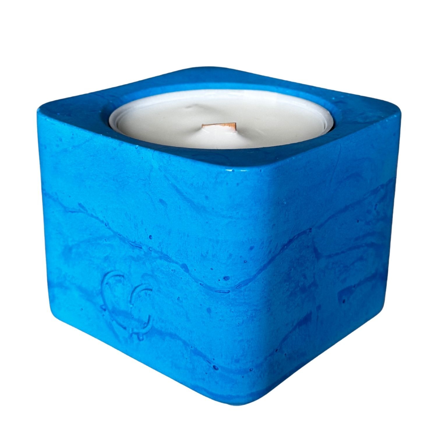 CS-Beton Tischfeuer VARIO ODORE 2er Set karibik-blau Betondeko mit austauschbarer Wachsdose