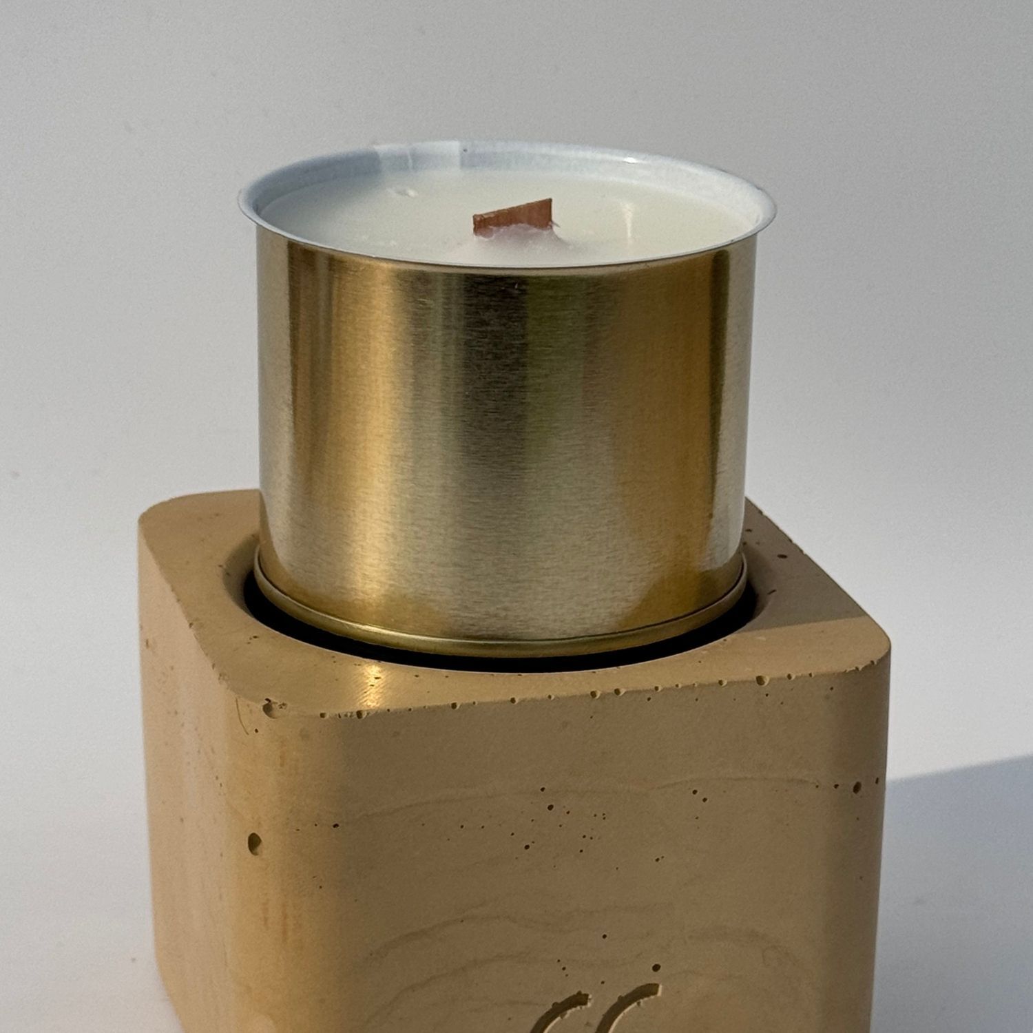 CS-Beton Tischfeuer VARIO ODORE 2er Set ocker Betondeko mit austauschbarer Wachsdose