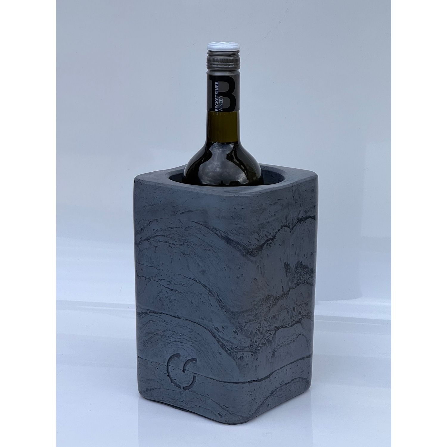 CS-Beton Weinkühler dunkelgrau eckig Weinkühler aus Beton für Garten und Terrasse