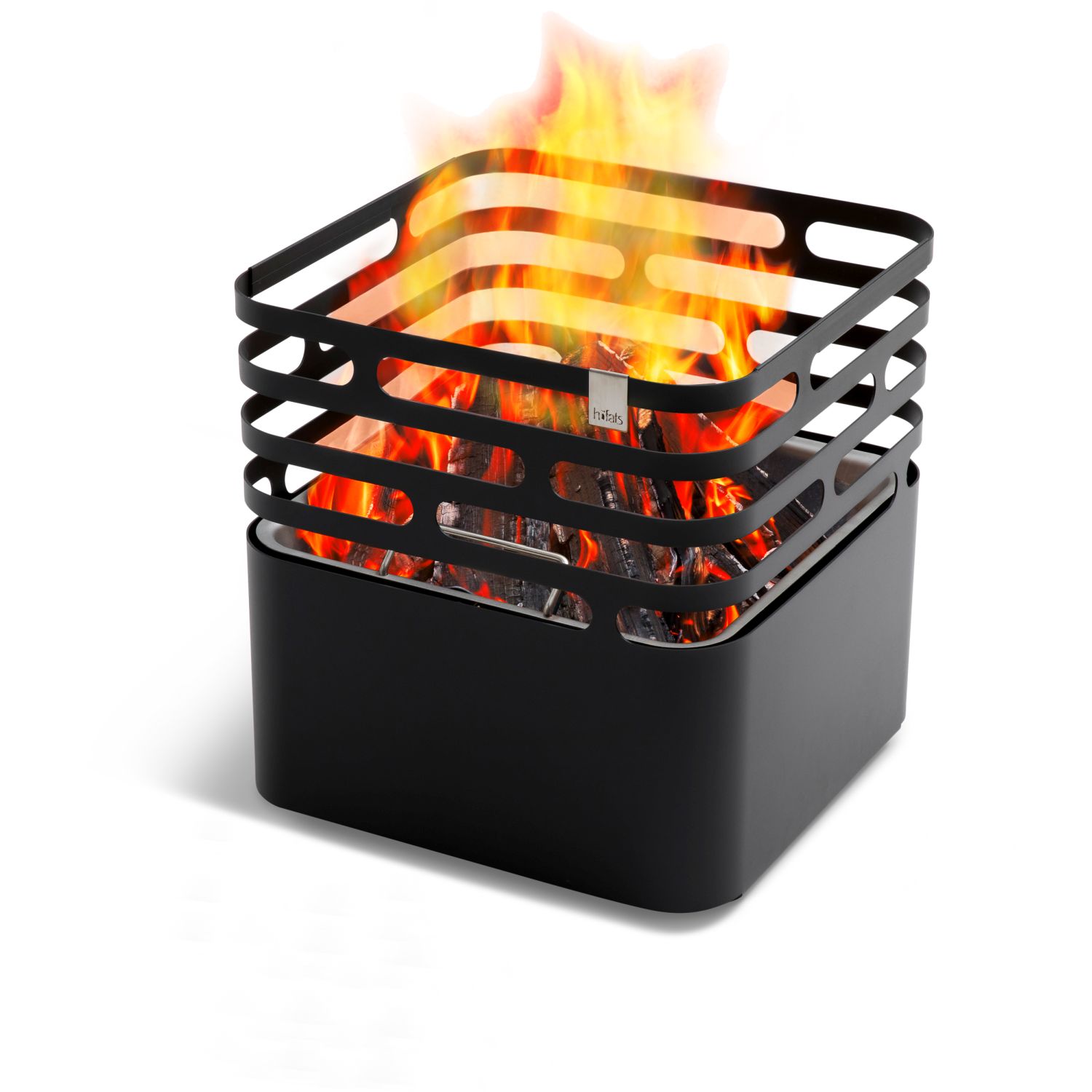 CUBE Feuerkorb Grill Hocker schwarz Feuerkorb Grill Hocker sicheres Handling Edelstahl pulverbeschichtet