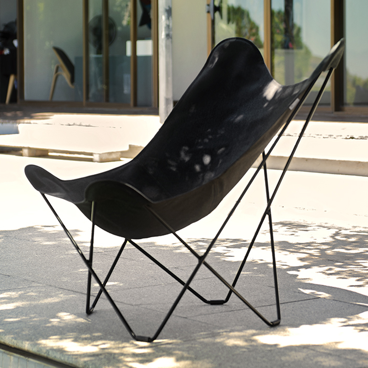 CUERODESIGN Outdoorsessel Sunshine Mariposa Charcoal Pique mit schwarzem Stahlgestell und Sunbrella-Textil