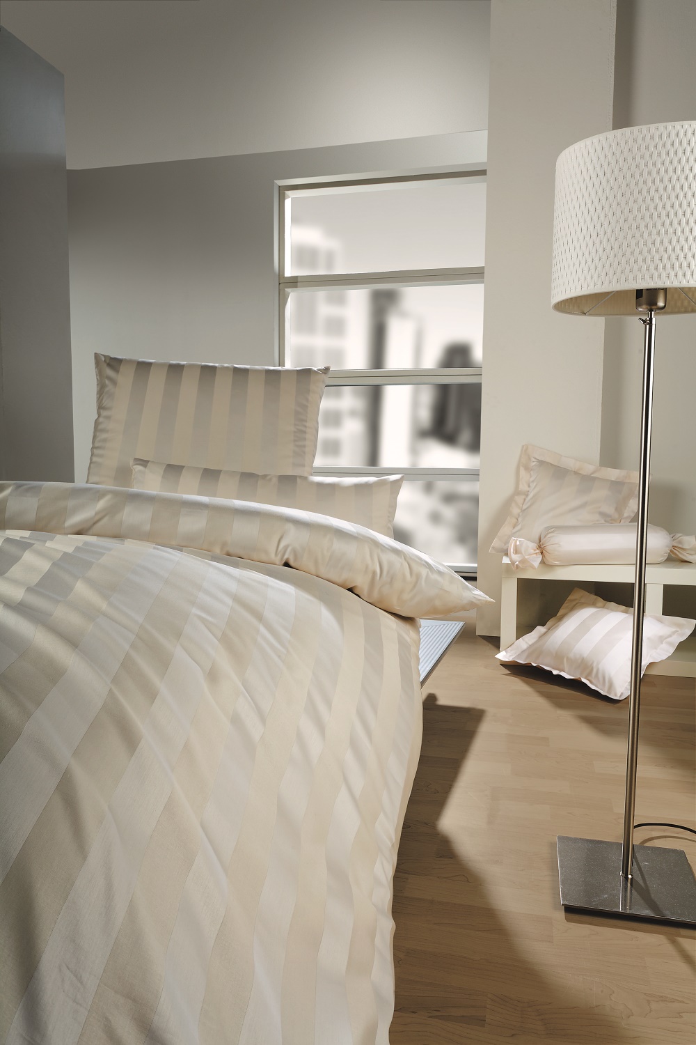 Curt Bauer Mako-Brokat-Damast Bettwäsche Set 2-teilig COMO beige mercerisiert bügelleicht