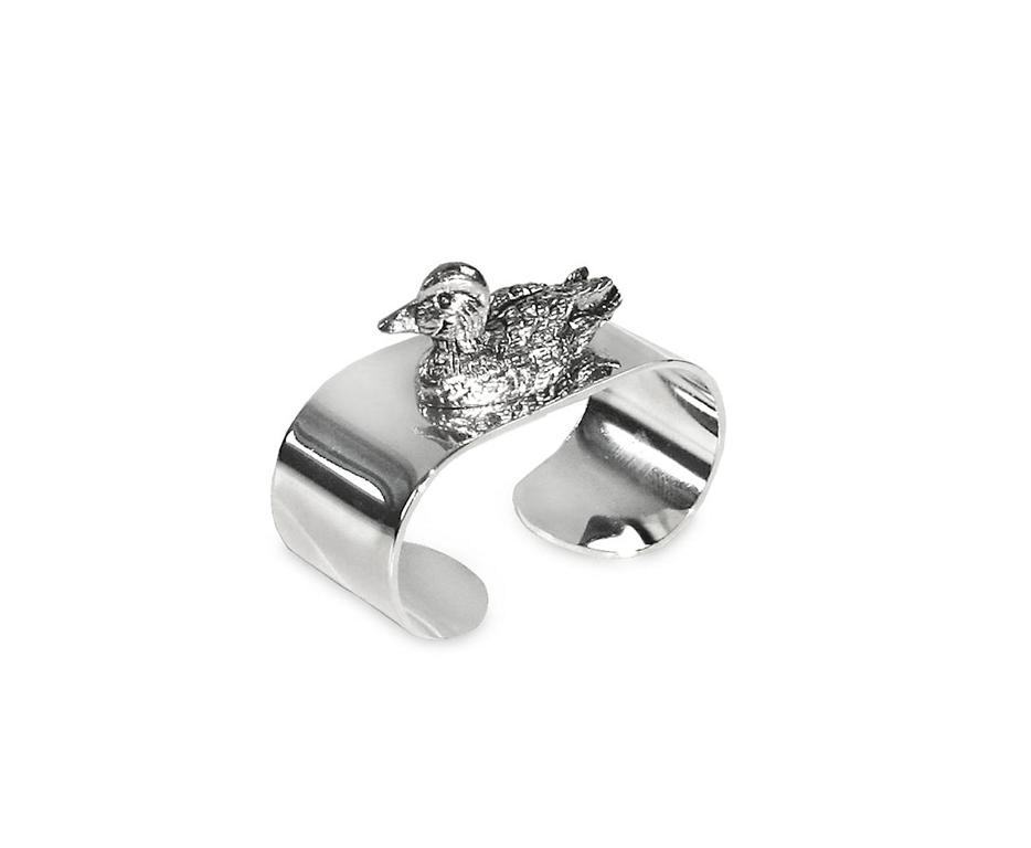 EDZARD Serviettenring Ente 4er Set versilbert 5 cm 