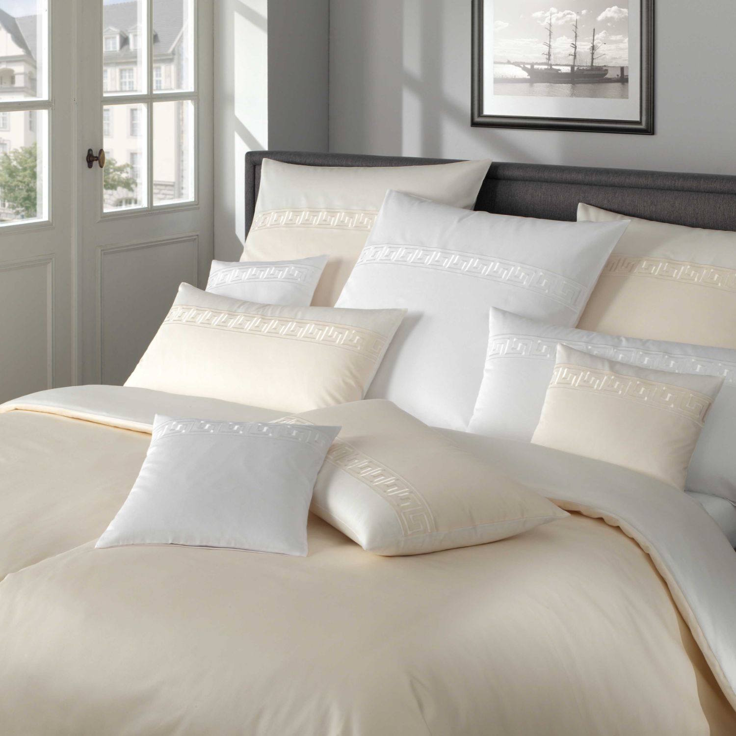 Elegante Bettwäsche Mako Satin EL GRECO natur Bettbezug mit Kissenhülle