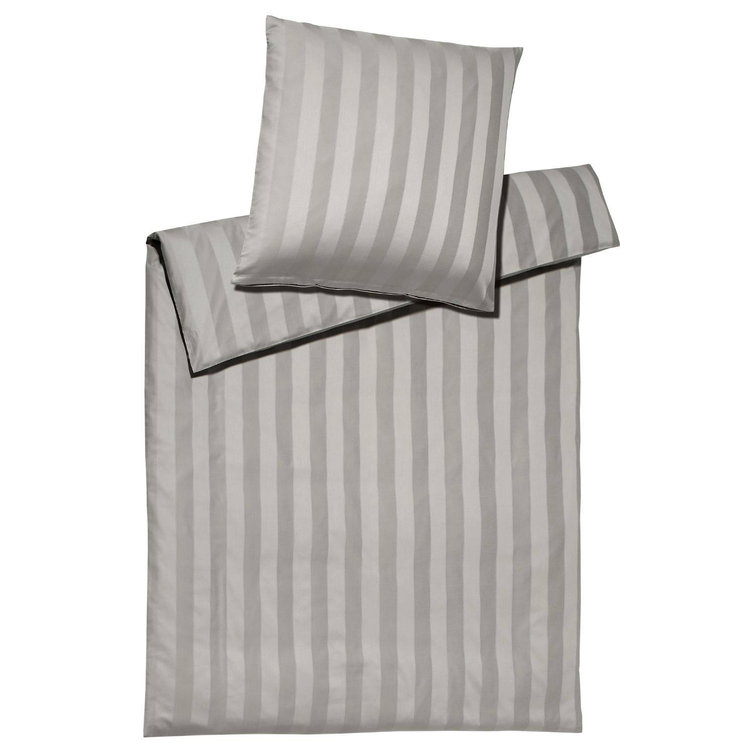 Elegante Bettwäsche Mako Satin NOBLESSE silber Bettbezug mit Kissenhülle