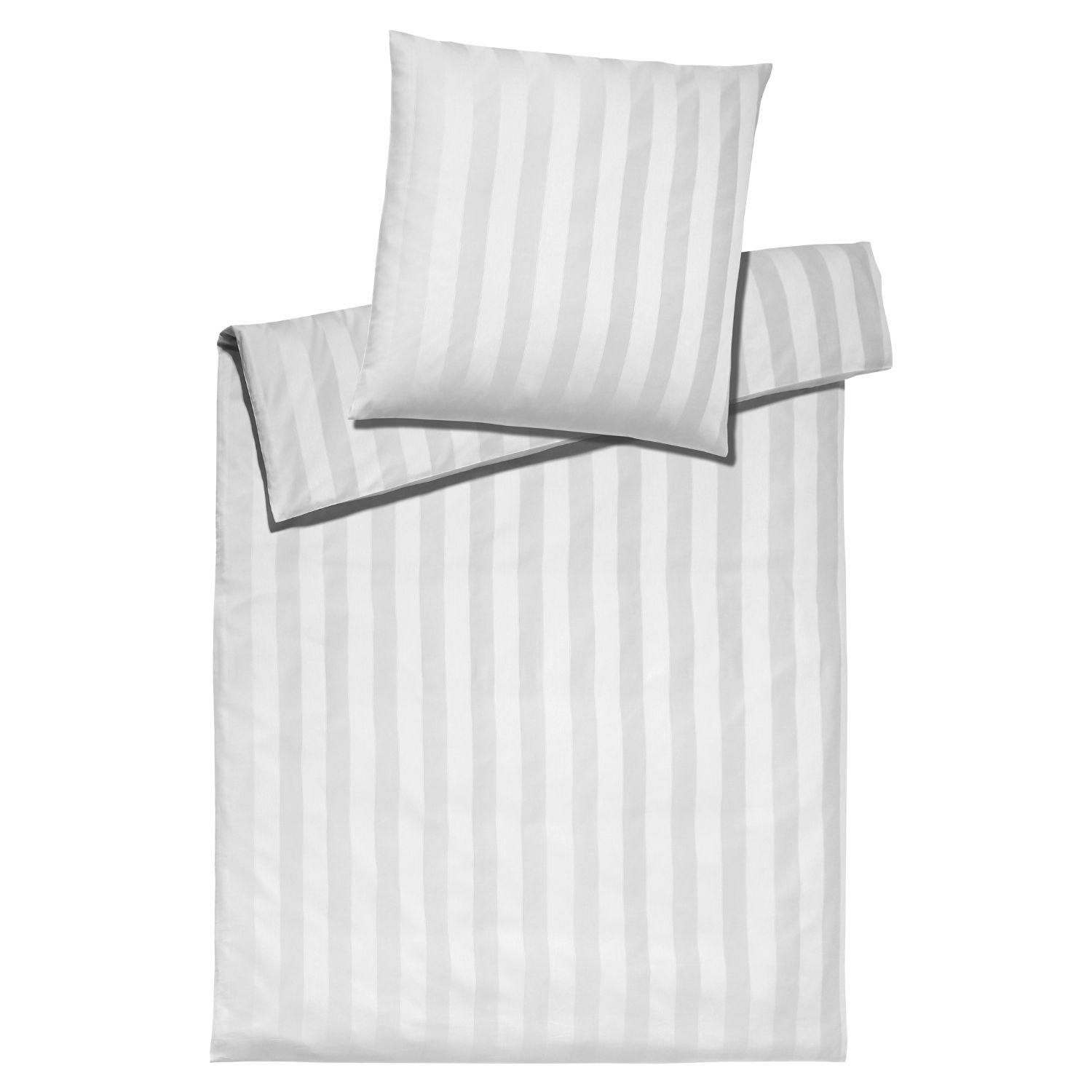 Elegante Bettwäsche Mako Satin NOBLESSE weiß Bettbezug mit Kissenhülle