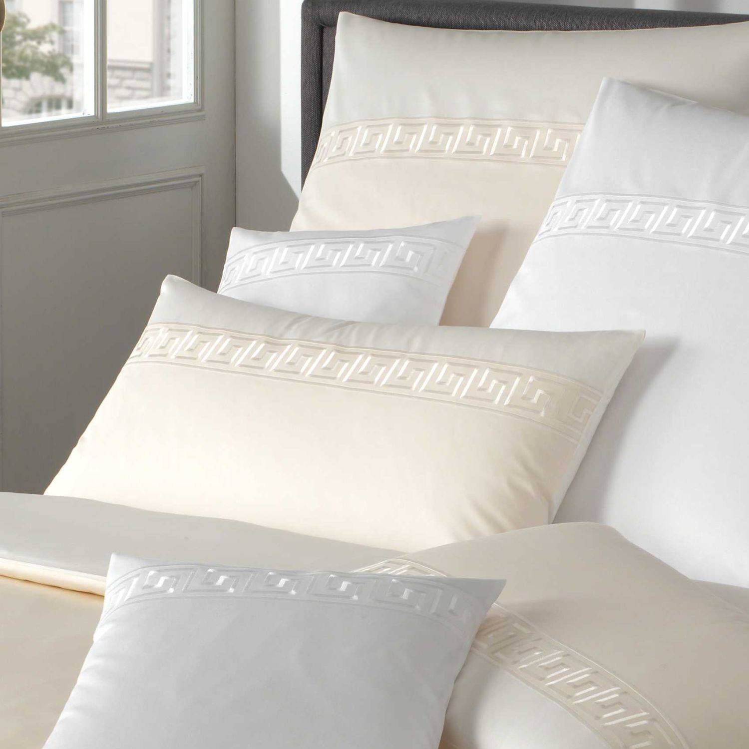 Elegante Kissenhülle Mako Satin EL GRECO weiß atmungsaktiv